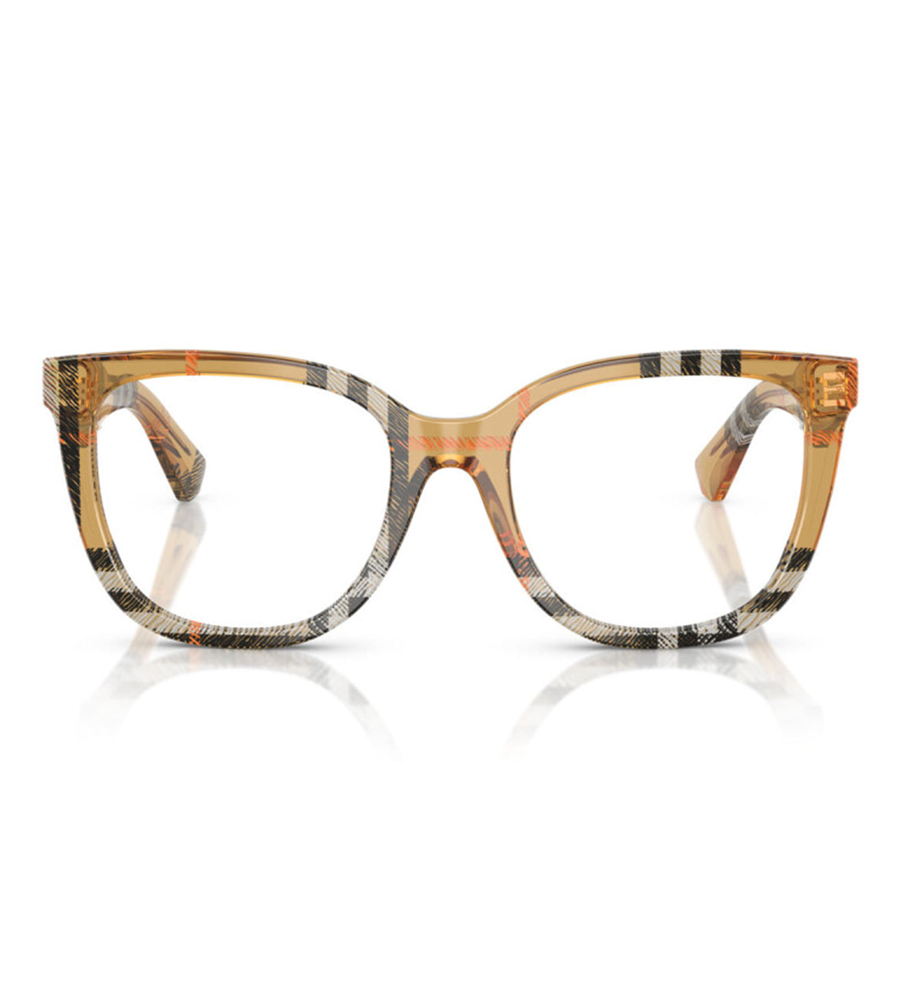 Burberry Women's Sand Checked Square Optical Frame