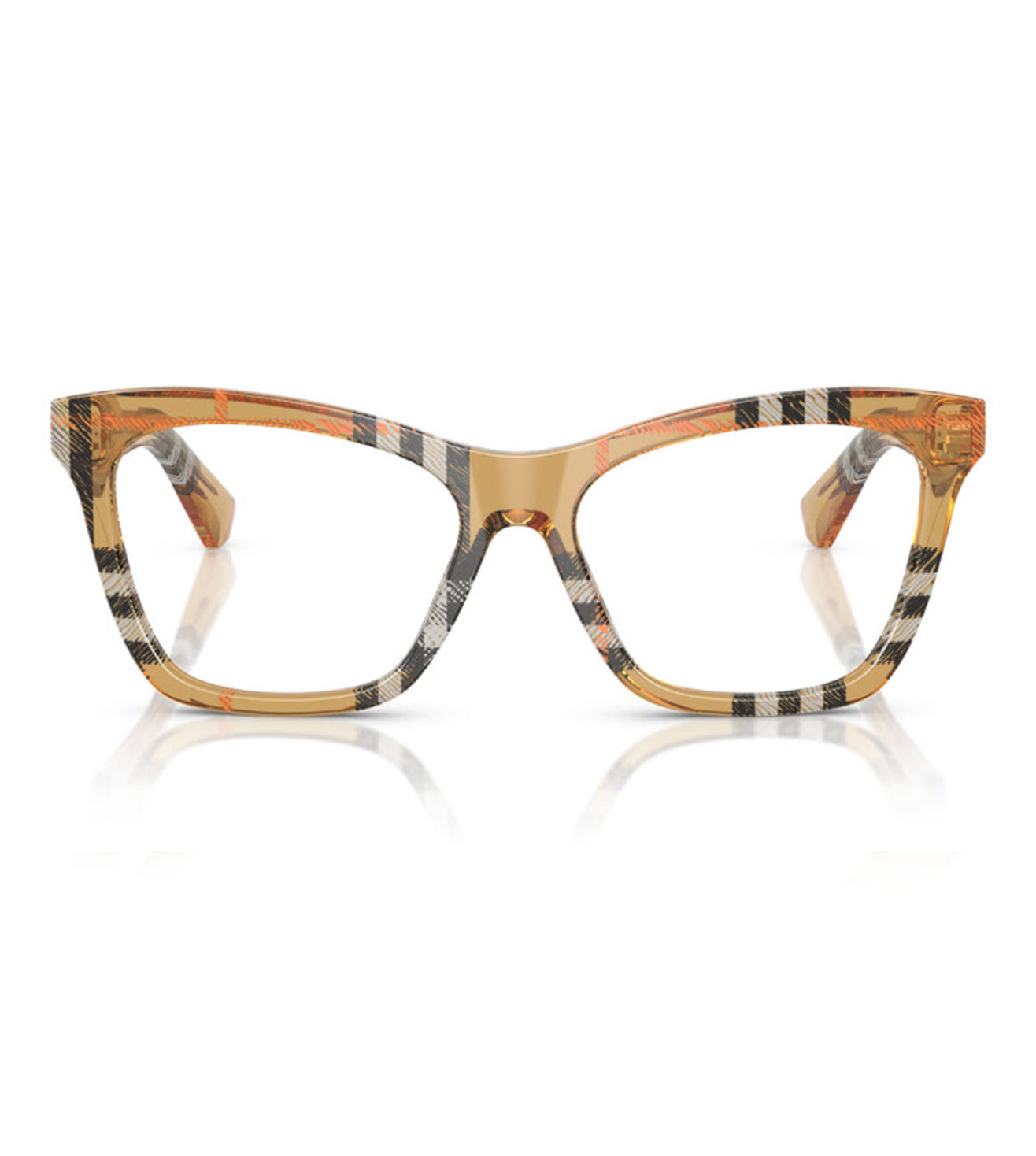 Burberry Women's Brown Checked Cat-Eye Optical Frame