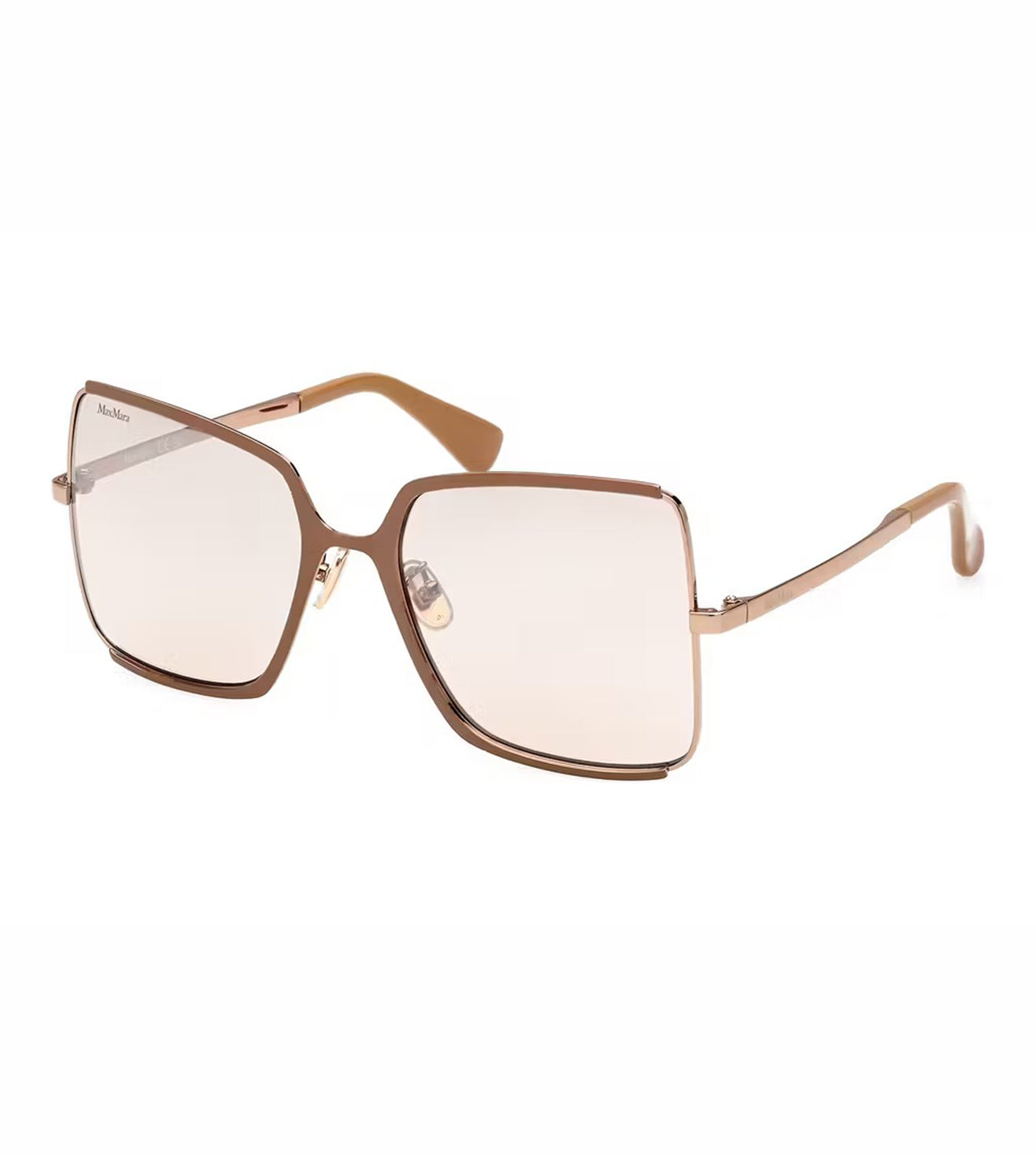 MaxMara Gold Rim Gradient Large Lens Butterfly Sunglasses With Case MaxMara Gold Metal Sunglasses with Gradient Gray Lenses main image 4