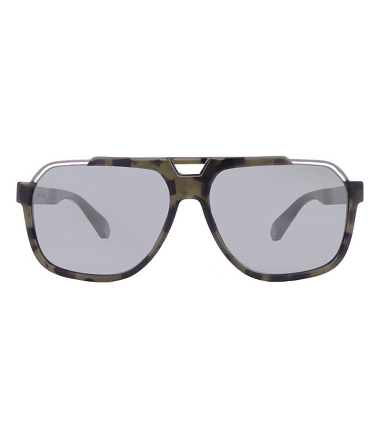 Philipp Plein Black and Silver Square Aviator Sunglasses Amazon.com: Philipp Plein SPP005M Shiny Black, 57 Men main image 4