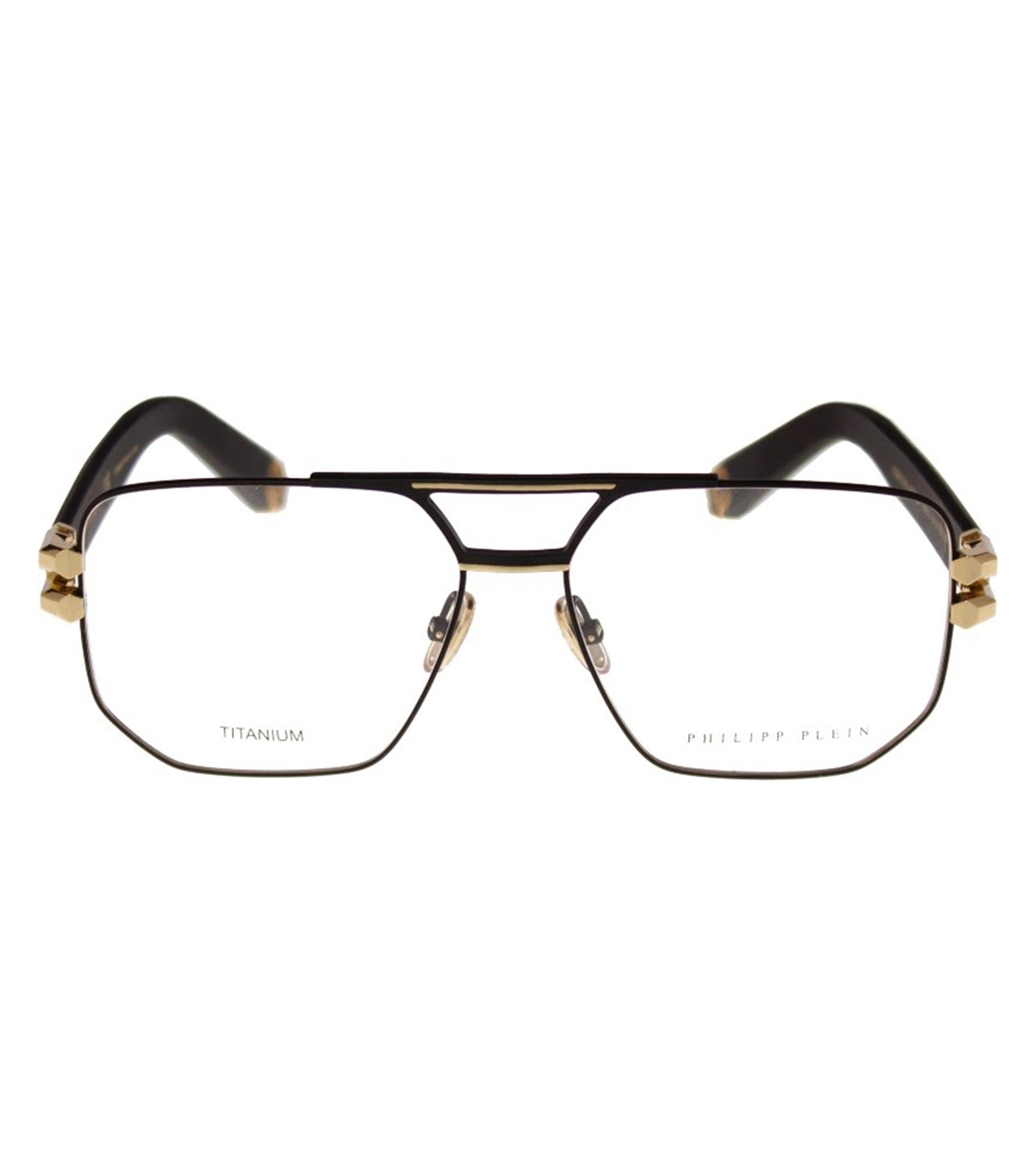 Philipp Plein Men's Black Gold Aviator Optical Frame