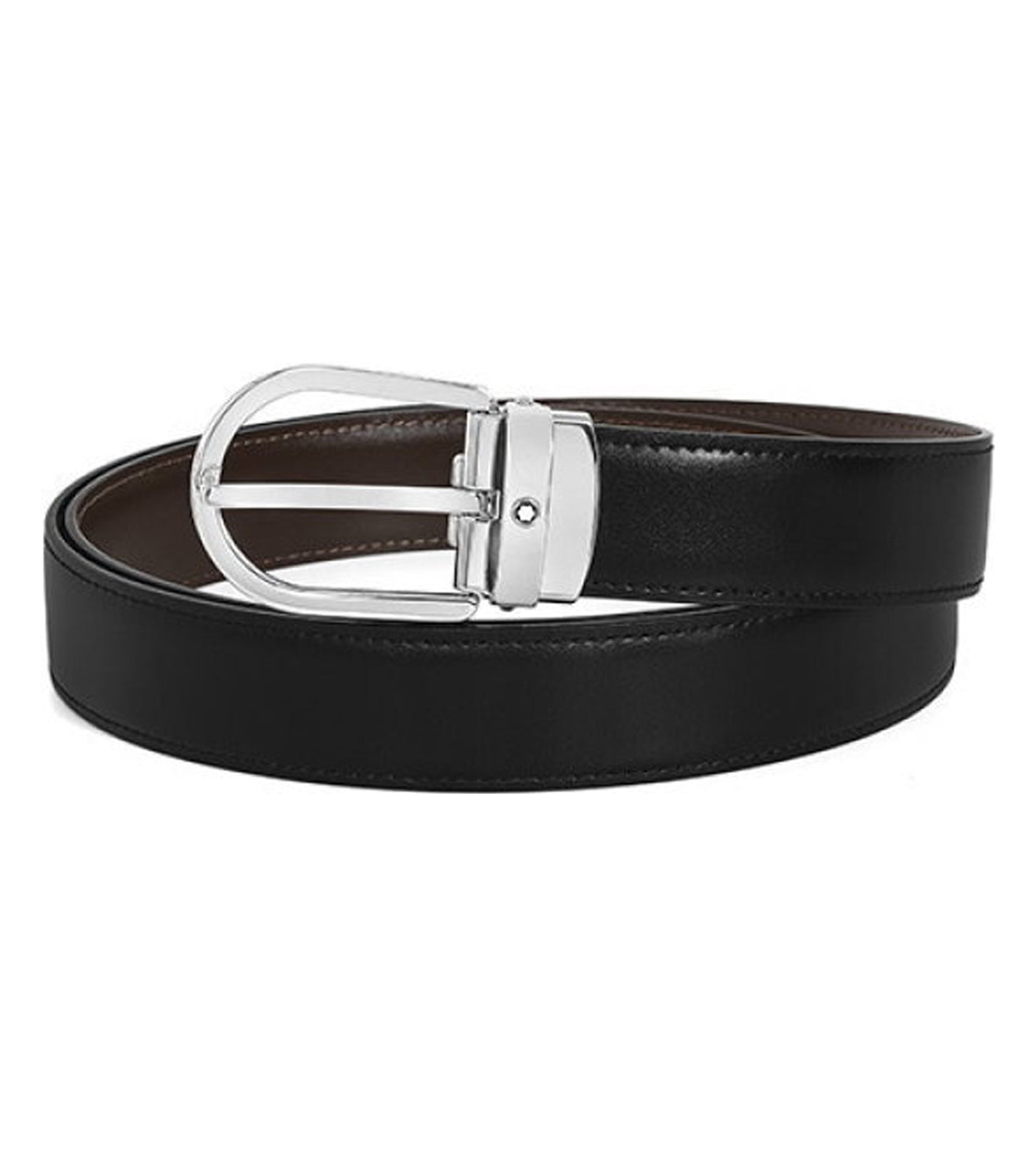 Horseshoe buckle smoke/tan colors 35 mm reversible leather belt - Luxury  Belts – Montblanc® US