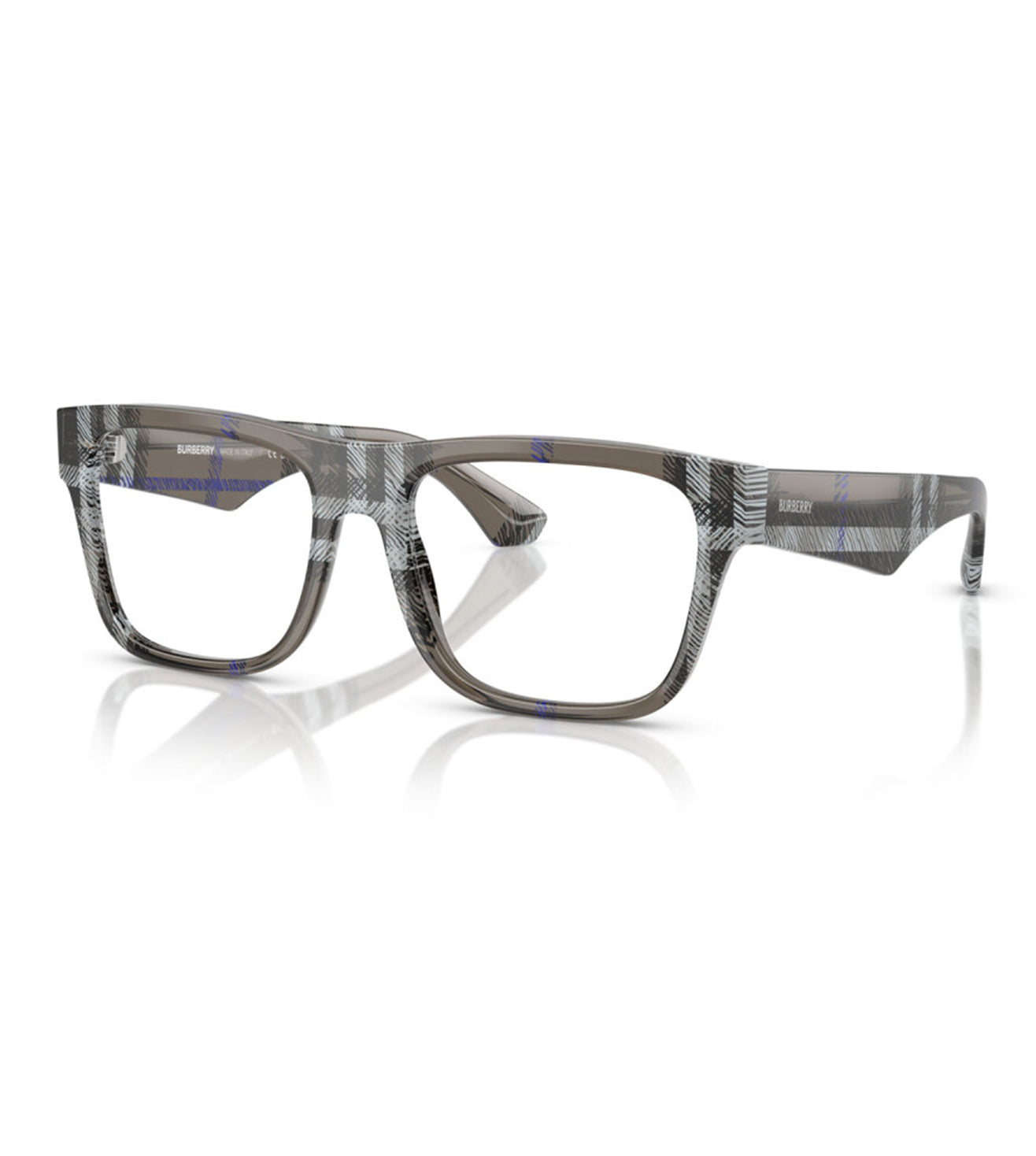 Burberry Men's Grey Check Square Optical Frame