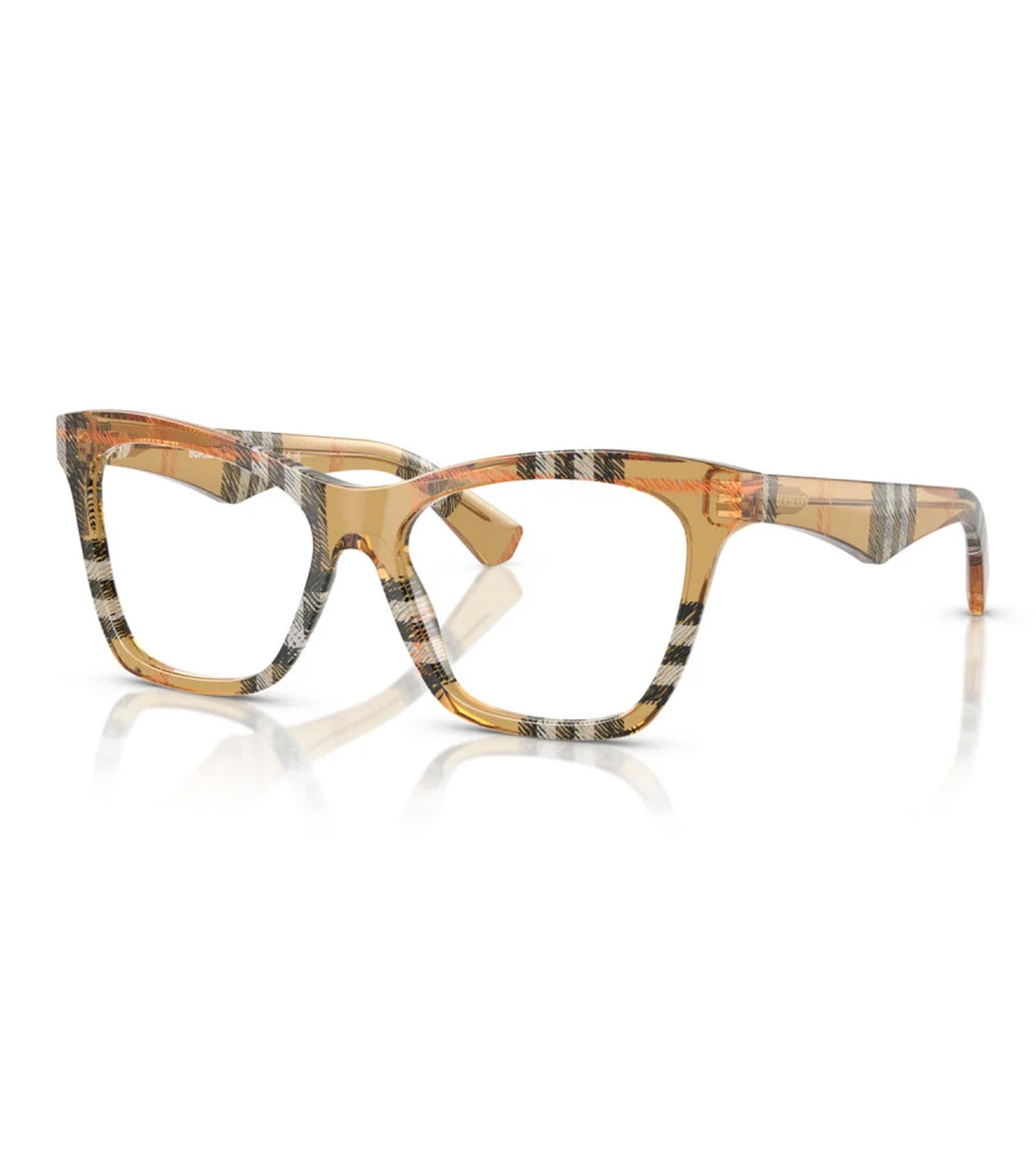 Burberry Women's Brown Checked Cat-Eye Optical Frame