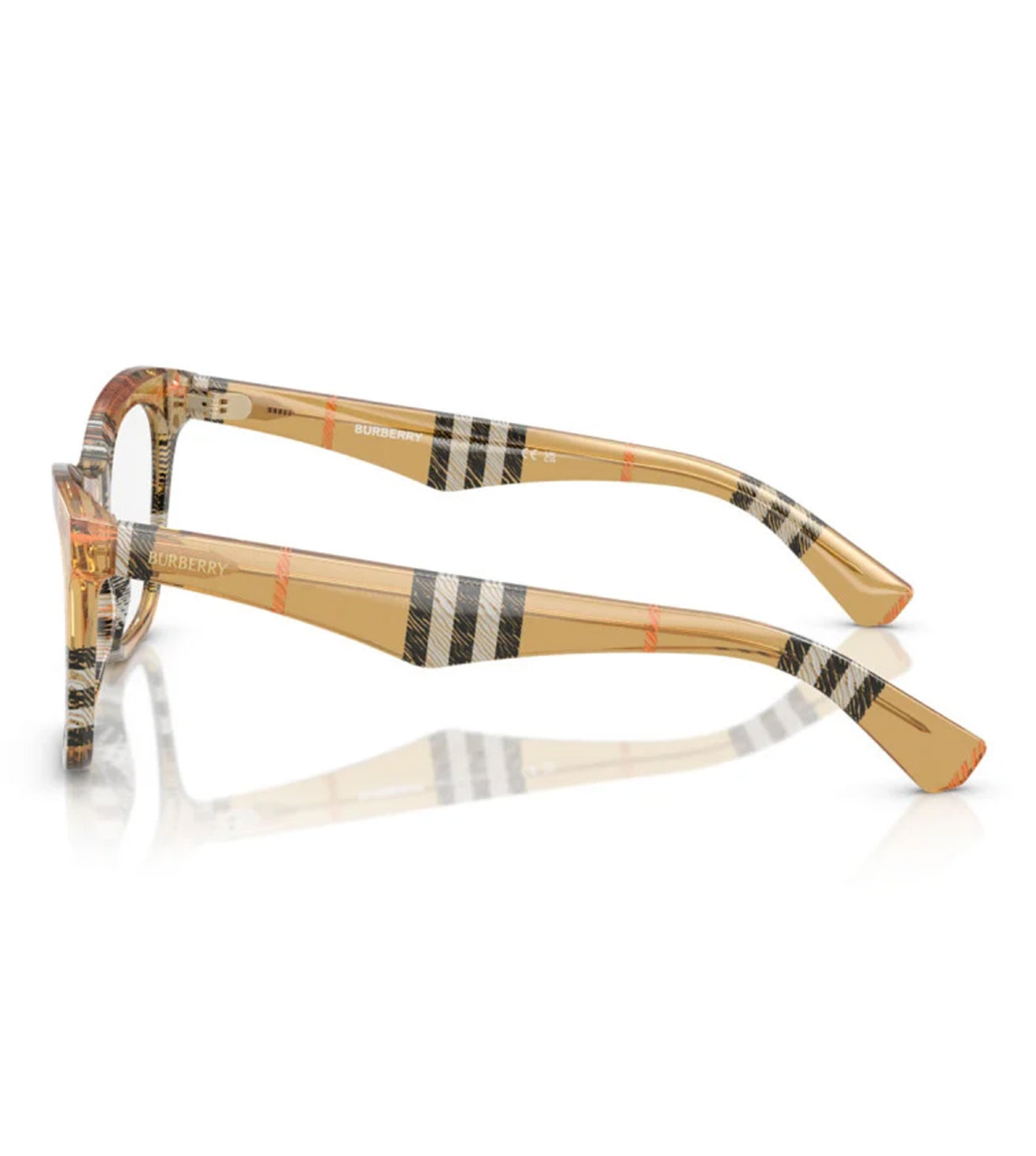 Burberry Women's Brown Checked Cat-Eye Optical Frame