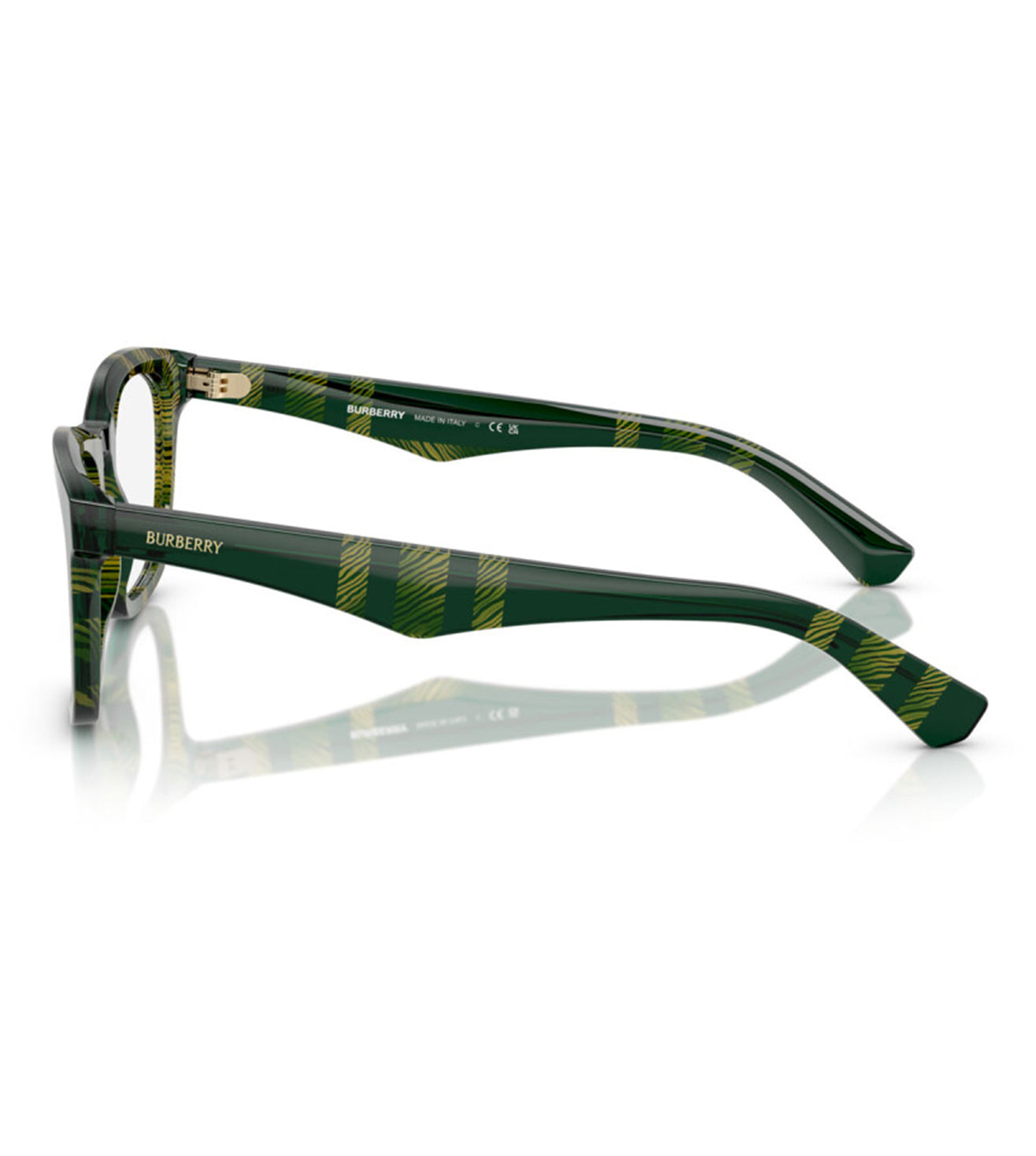 Burberry Men's Green Checked Square Optical Frame