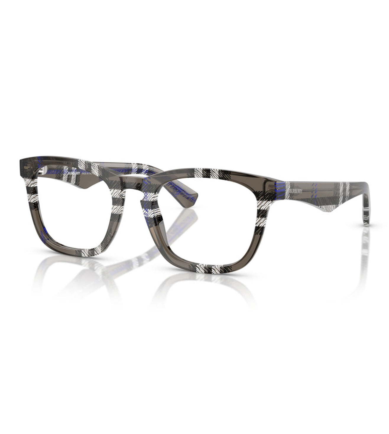 Burberry Men's Grey Check Square Optical Frame