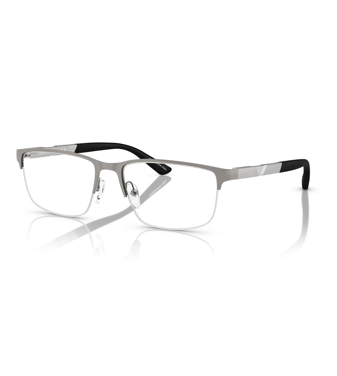 Emporio Armani Men's Silver Rectangular Optical Frame