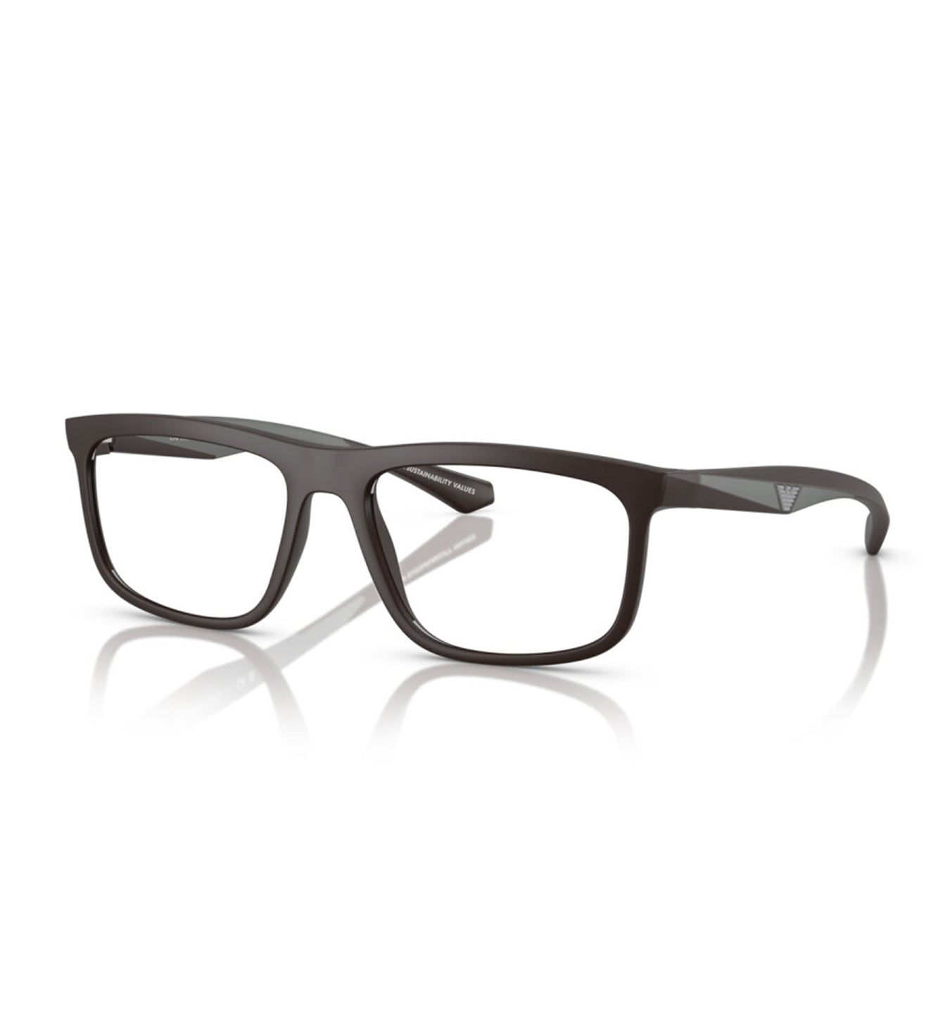 Emporio Armani Men's Matte Brown Square Optical Frame