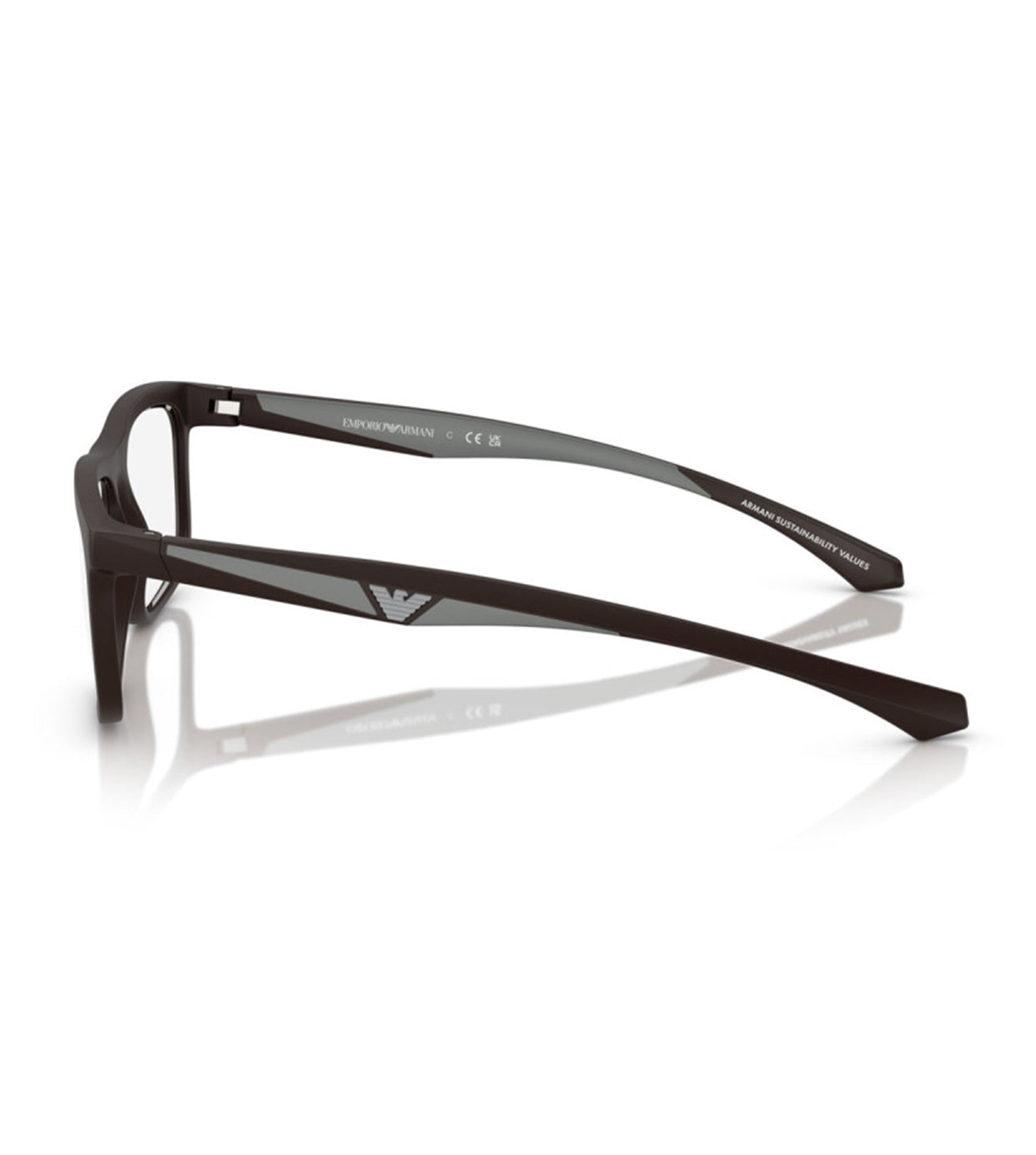 Emporio Armani Men's Matte Brown Square Optical Frame