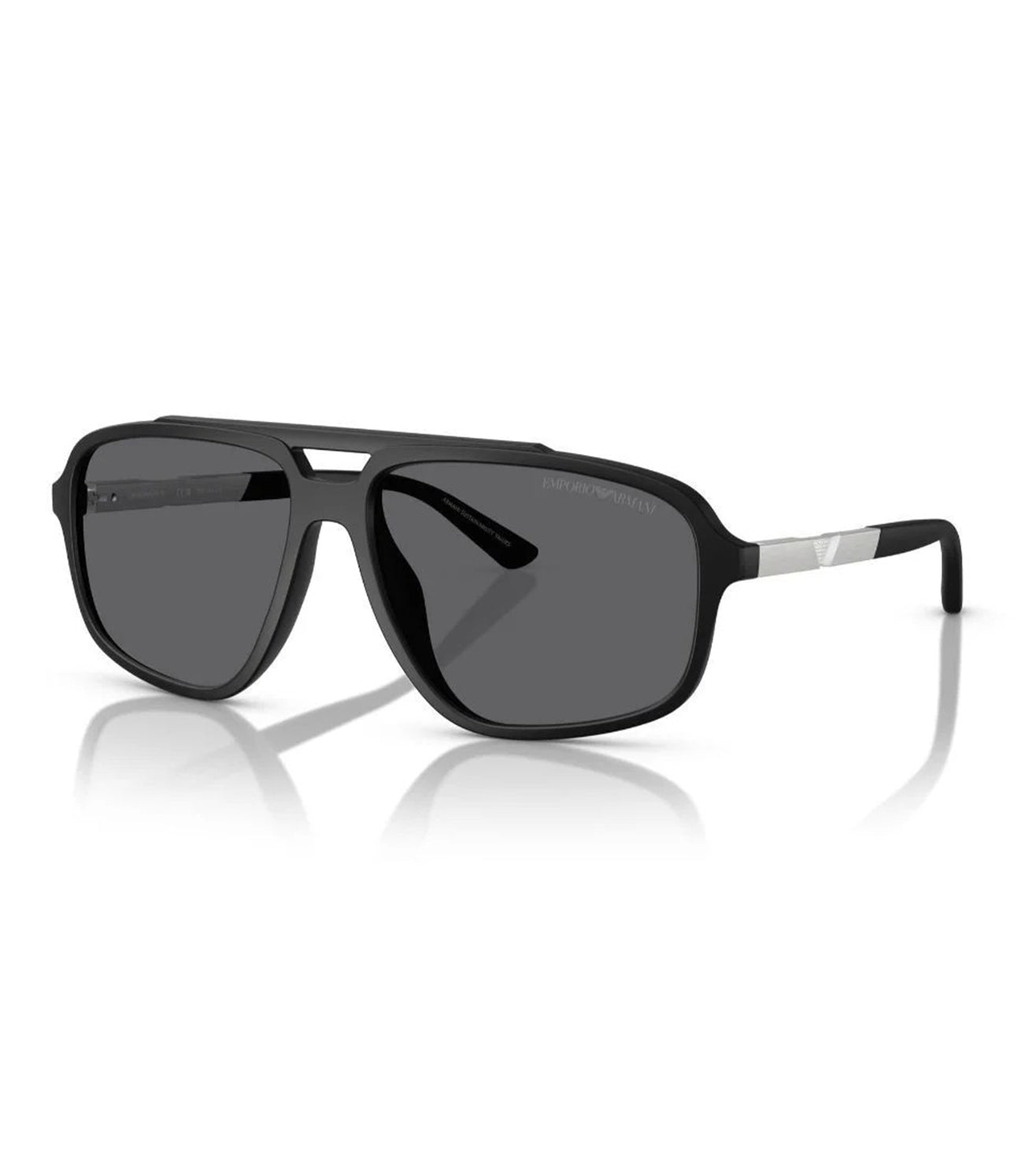 Emporio Armani Men's Dark Grey Aviator Sunglasses