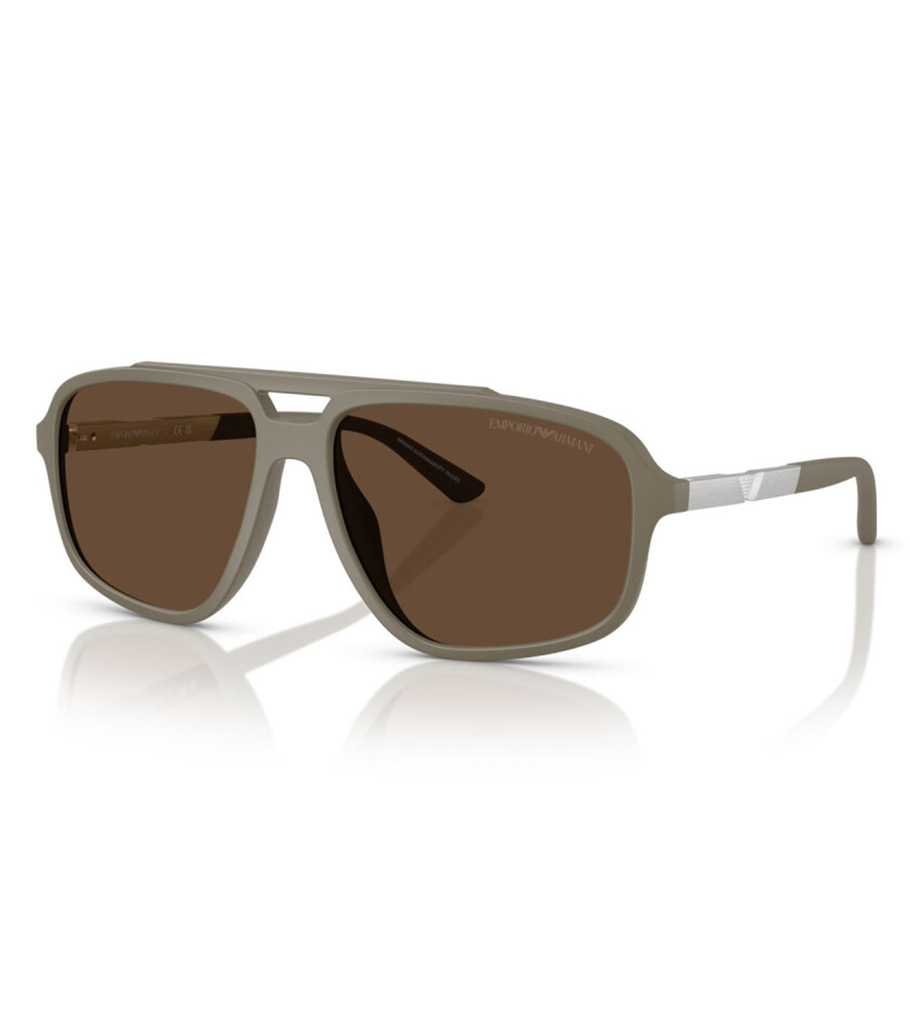 Emporio Armani Men's Dark Brown Aviator Sunglasses