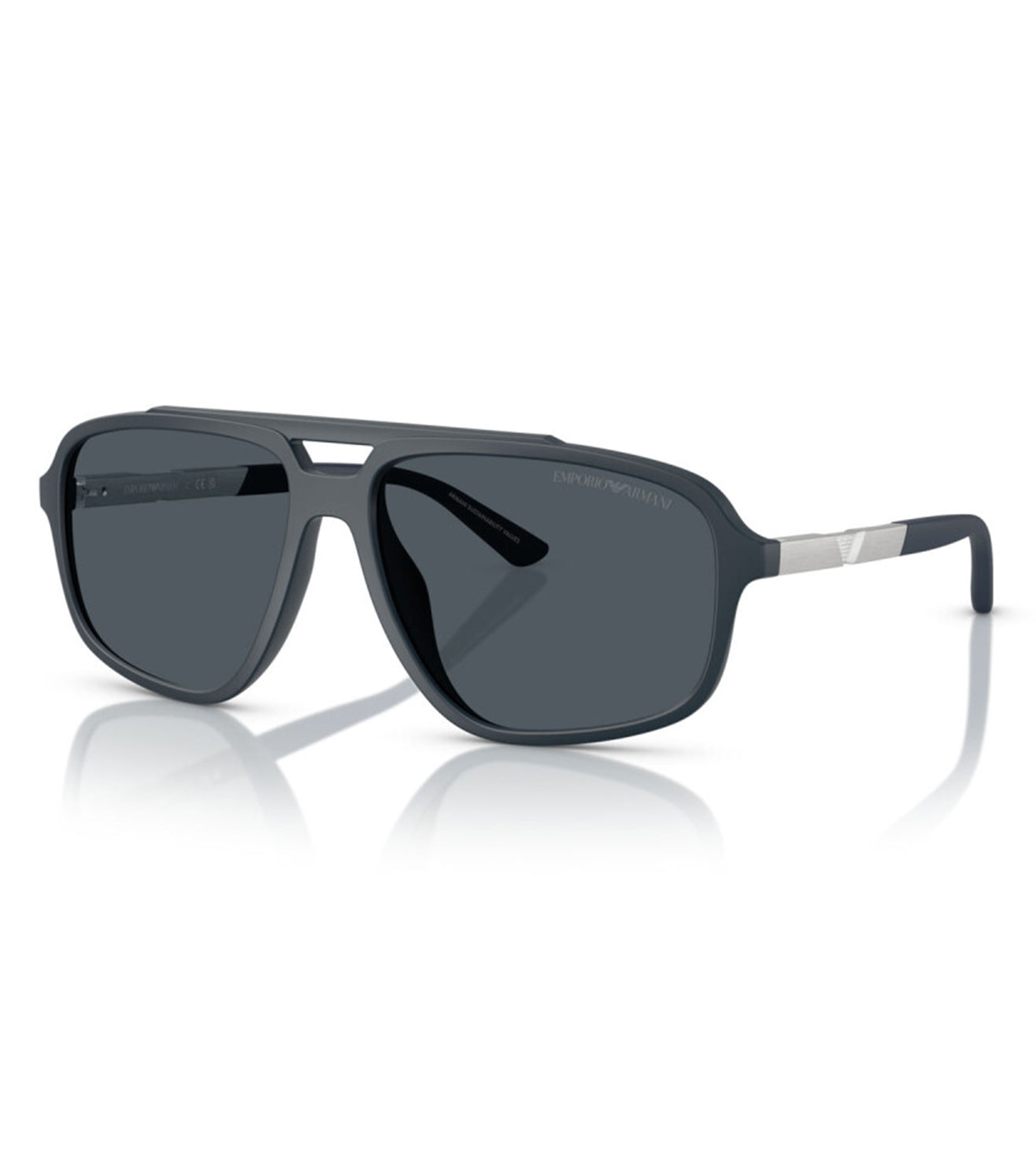 Emporio Armani Men's Dark Blue Aviator Sunglasses