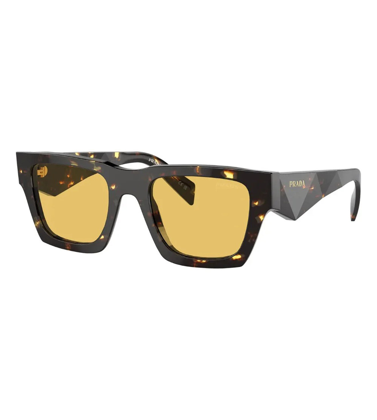 Prada Men's Yellow Rectangular Sunglasses