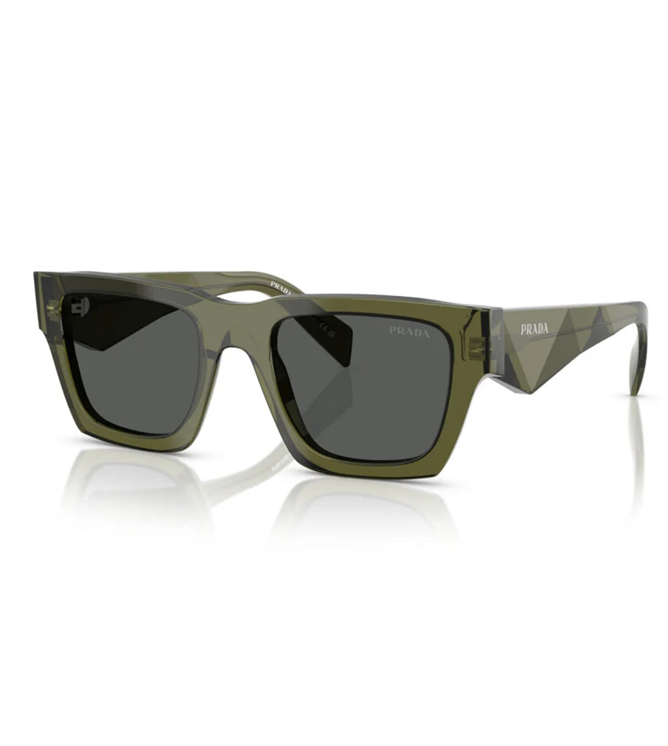 Prada Men's Dark Grey Rectangular Sunglasses