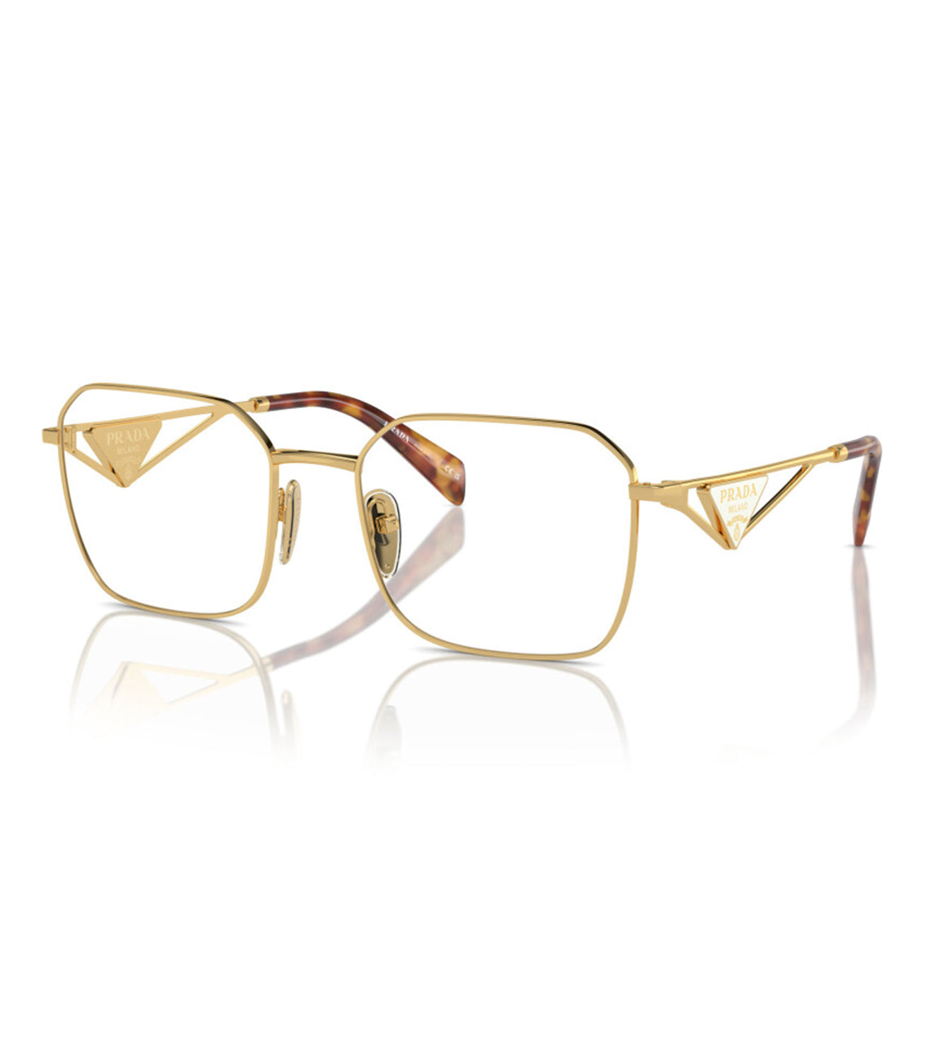 Prada Women's Gold Geometric Optical Frame