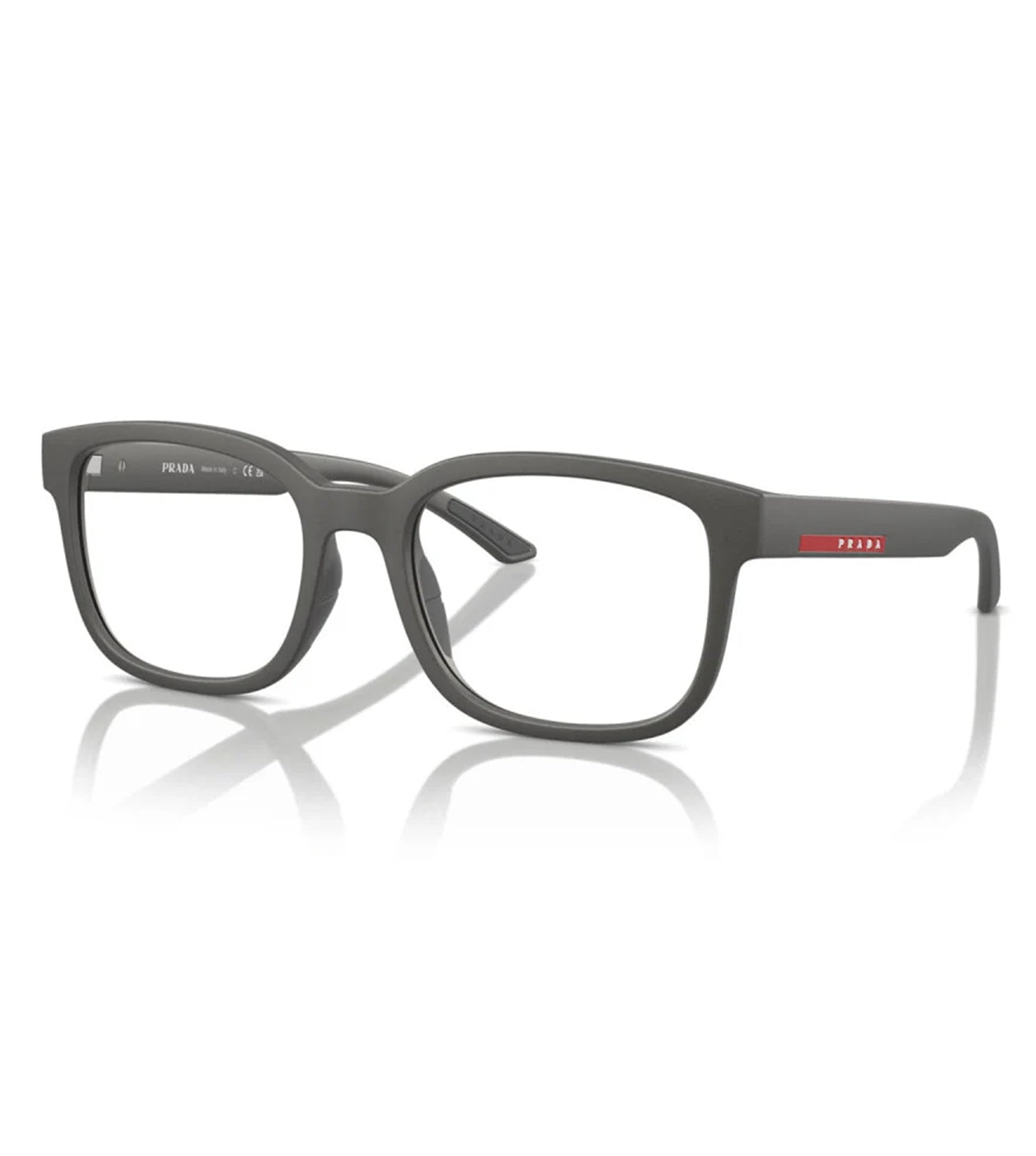 Prada Men's Metallic Grey Square Optical Frame