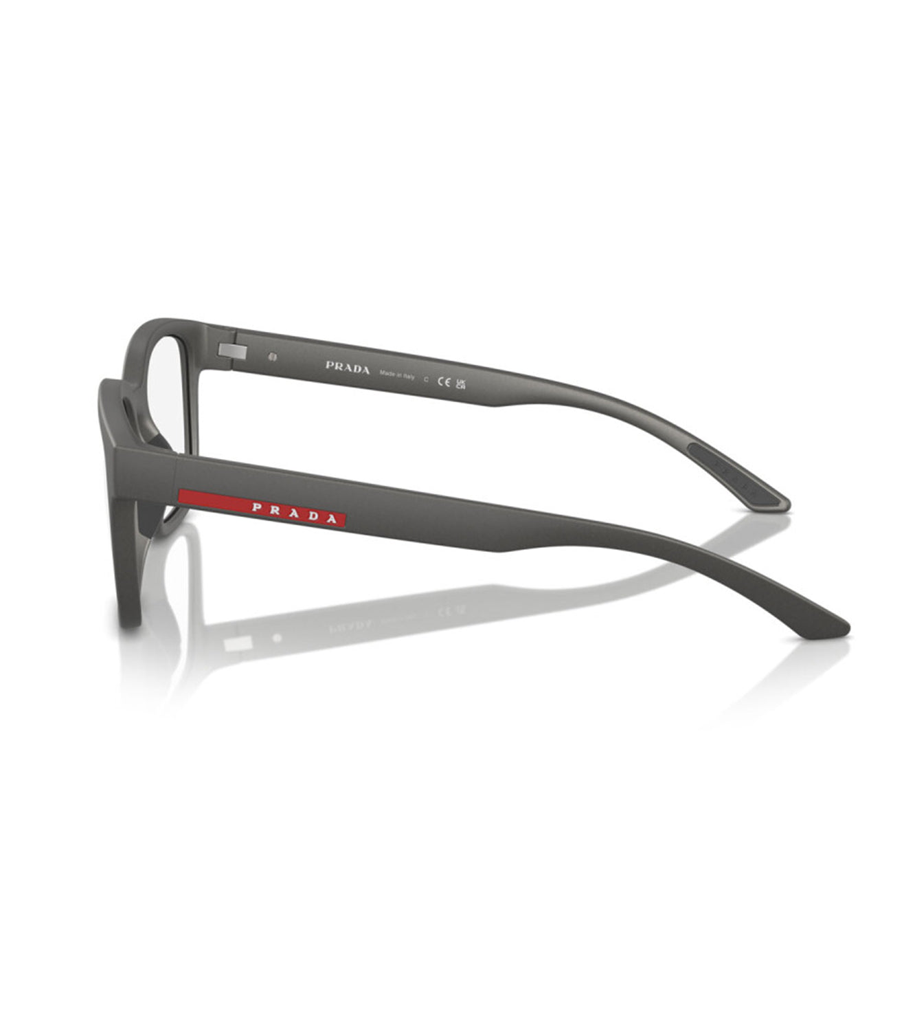 Prada Men's Metallic Grey Square Optical Frame