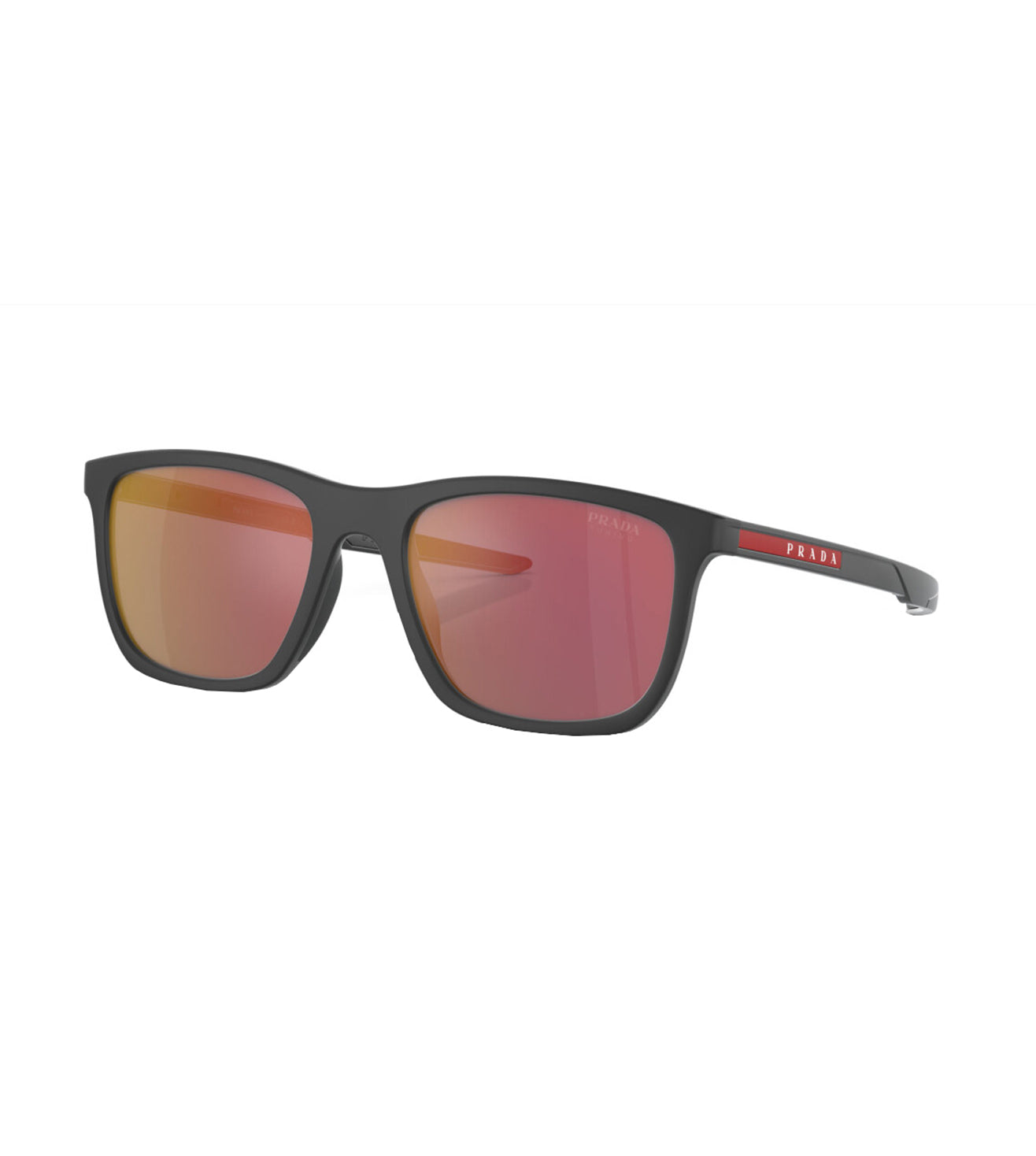 Prada Men's Dark Grey/Red-Mirrored Square Sunglasses