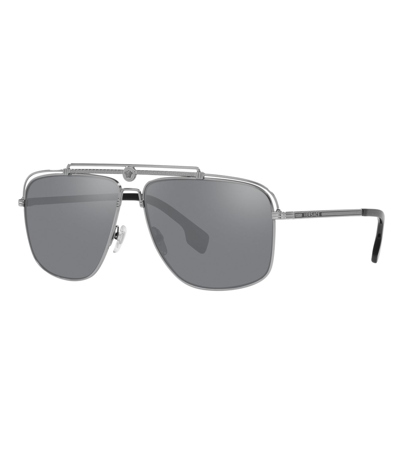 Versace Men's Grey Mirror Aviator Sunglasses