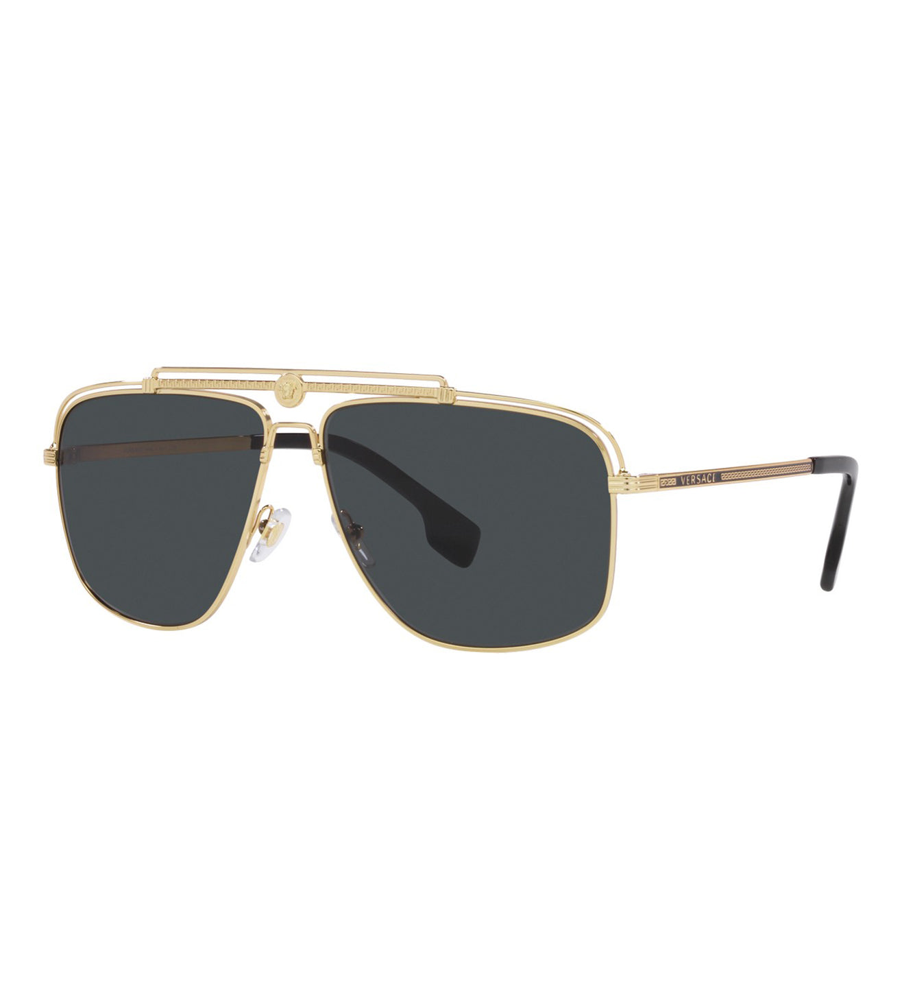 Versace Men's Dark Grey Aviator Sunglasses