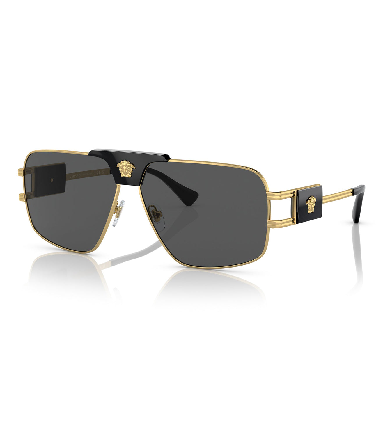 Versace Men's Dark Grey Aviator Sunglasses