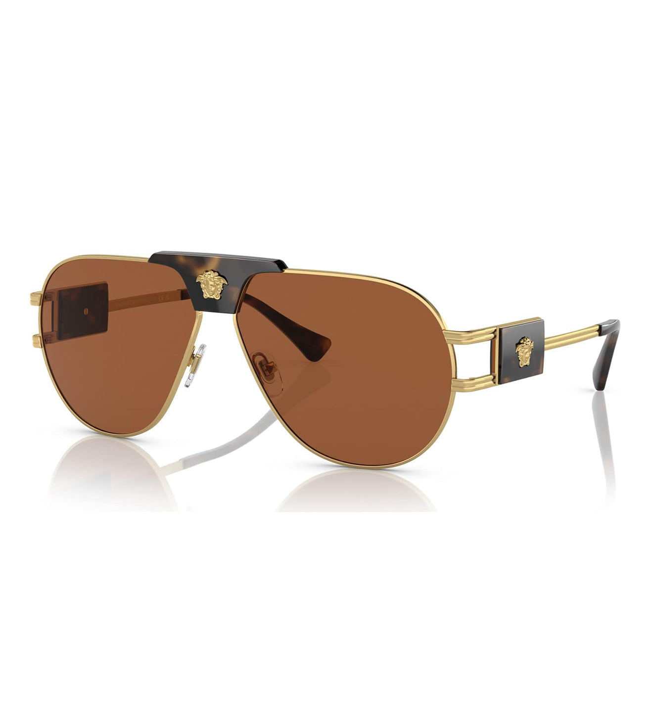 Versace Men's Dark Brown Aviator Sunglasses