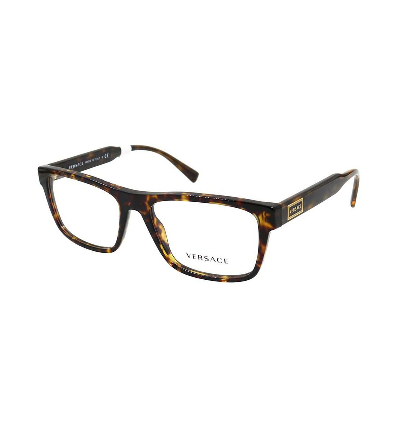 Versace Men's Havana Rectangular Optical Frame