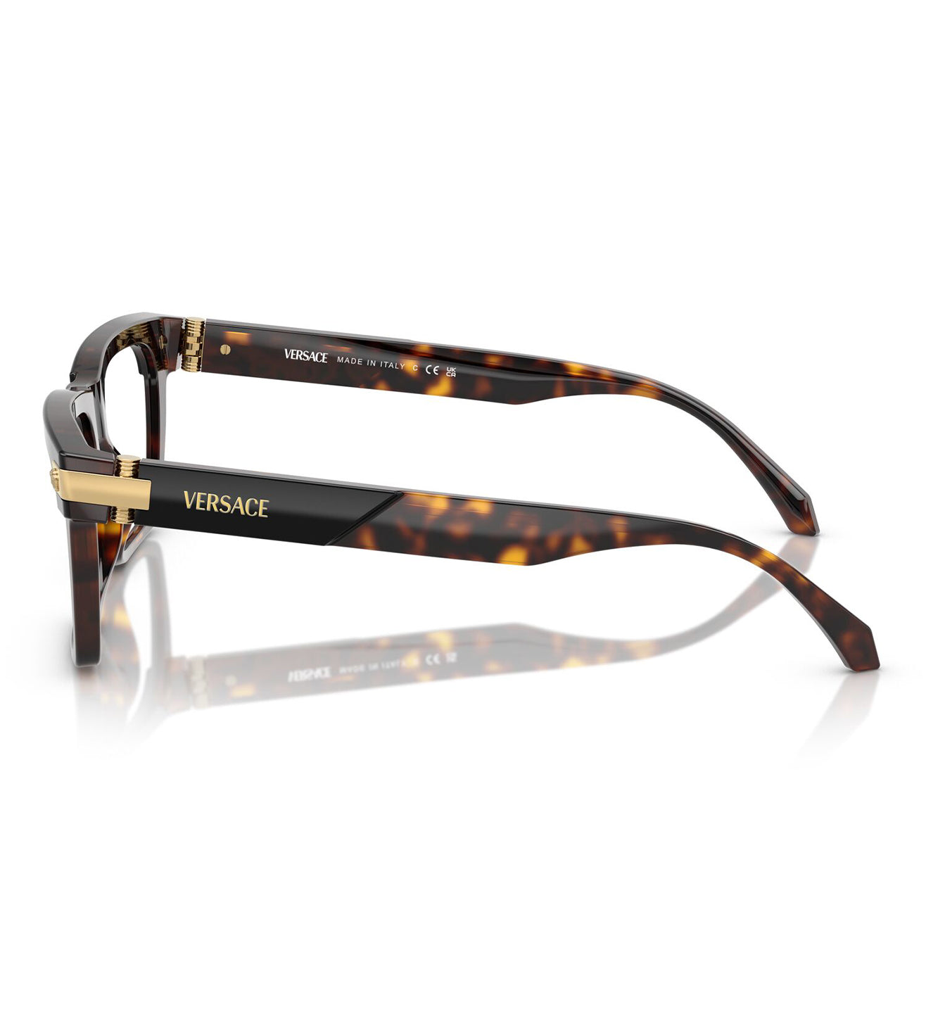 Versace Men's Black Havana Rectangular Optical Frame