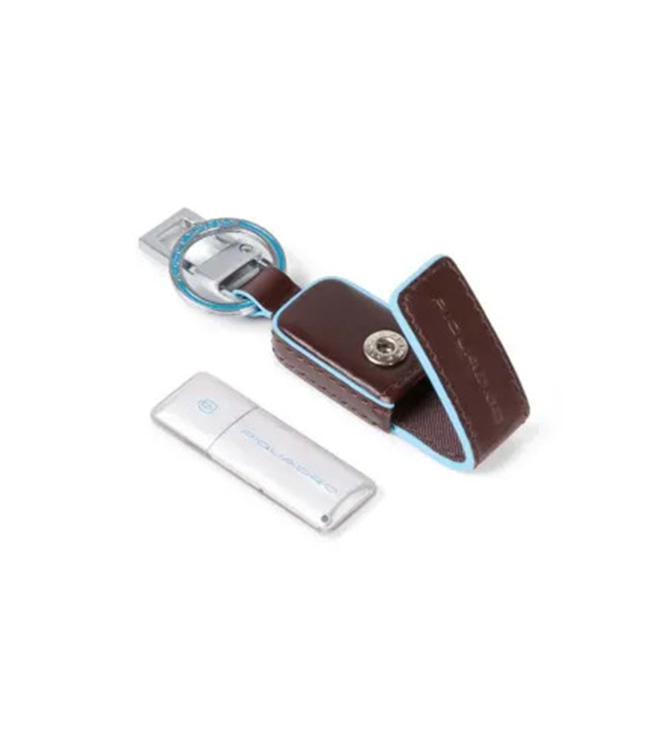 Piquadro Blue Square Mahogany Keychain Pendrive