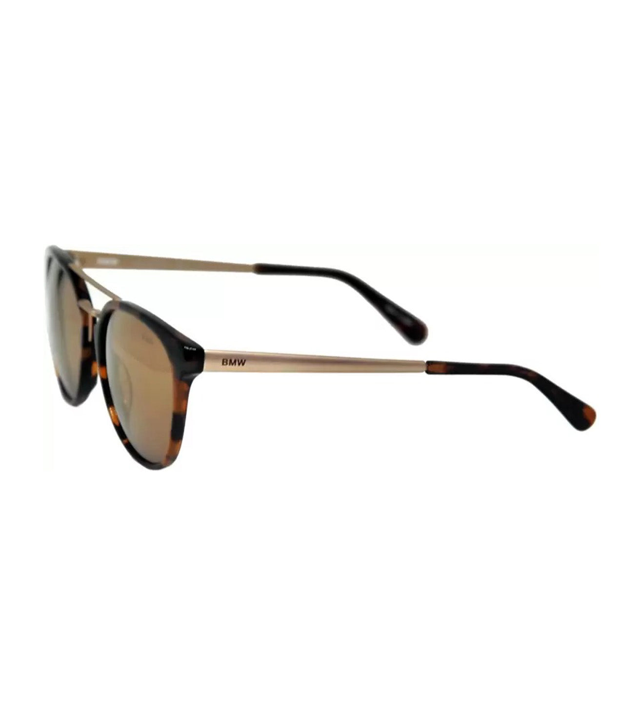 BMW Unisex Gold Round Sunglasses