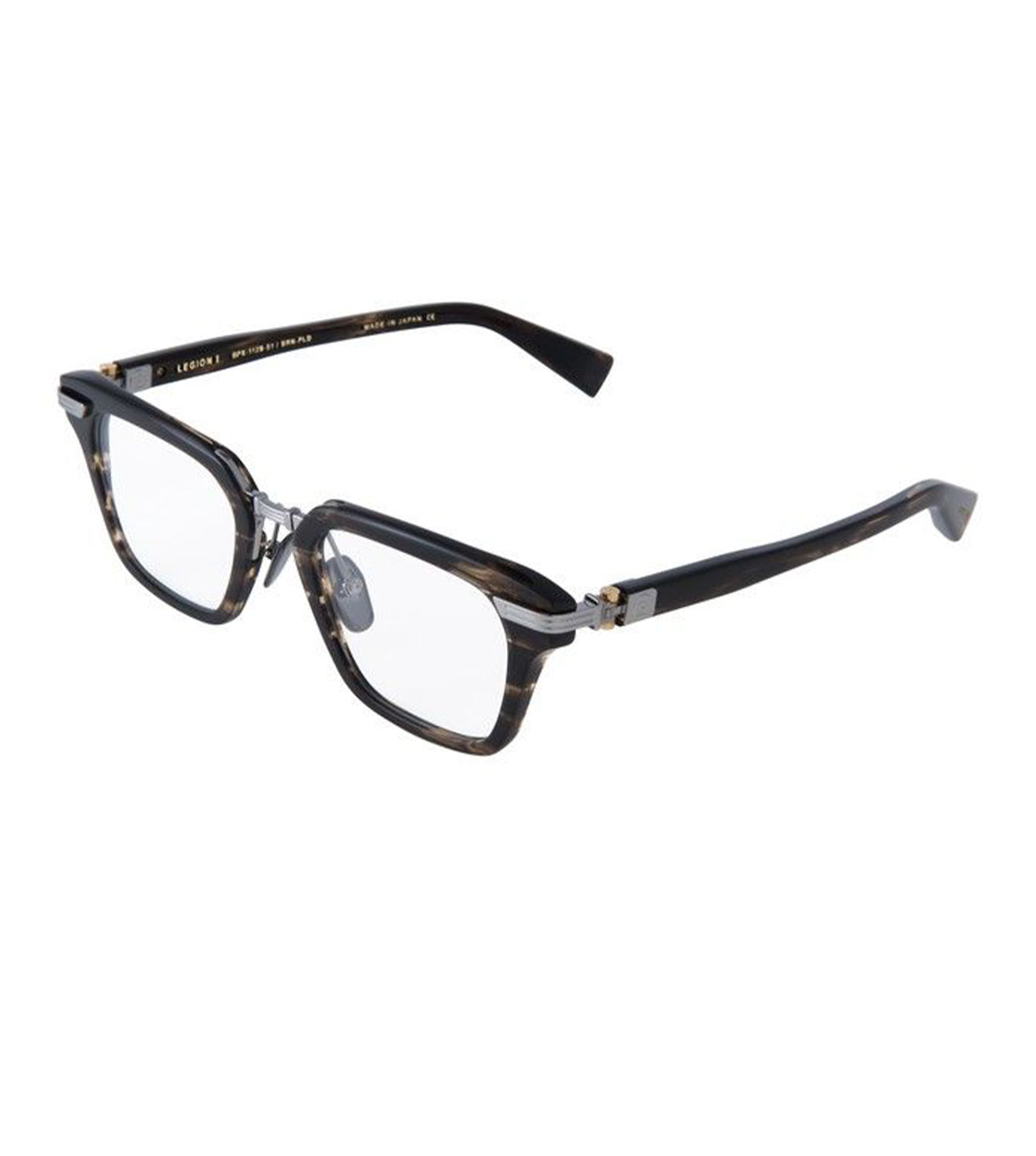 Balmain Unisex Dark Brown Swirl Rectangular Optical Frame