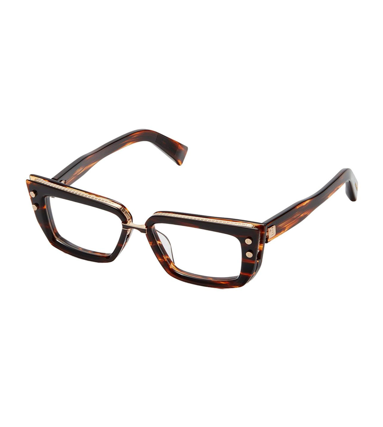 Balmain Unisex Brown Swirl Rectangular Optical Frame