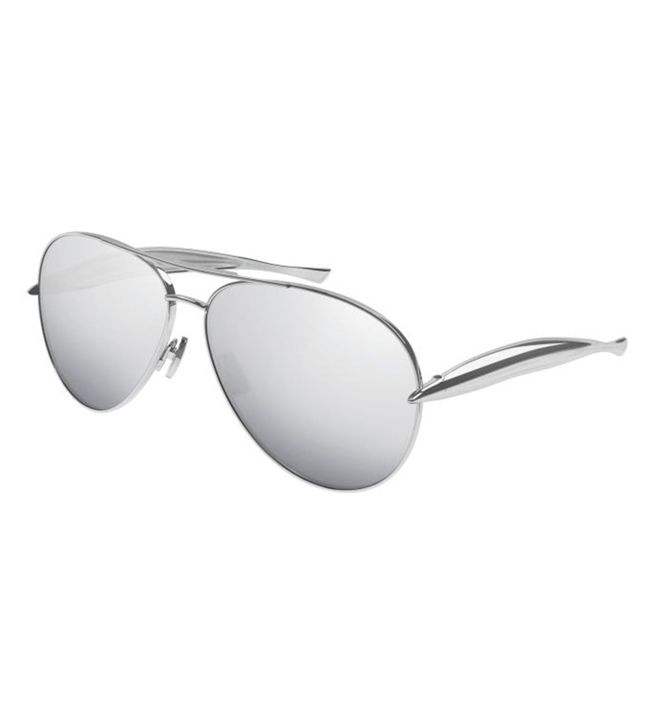 Bottega Veneta Unisex Silver Mirror Aviator Sunglasses