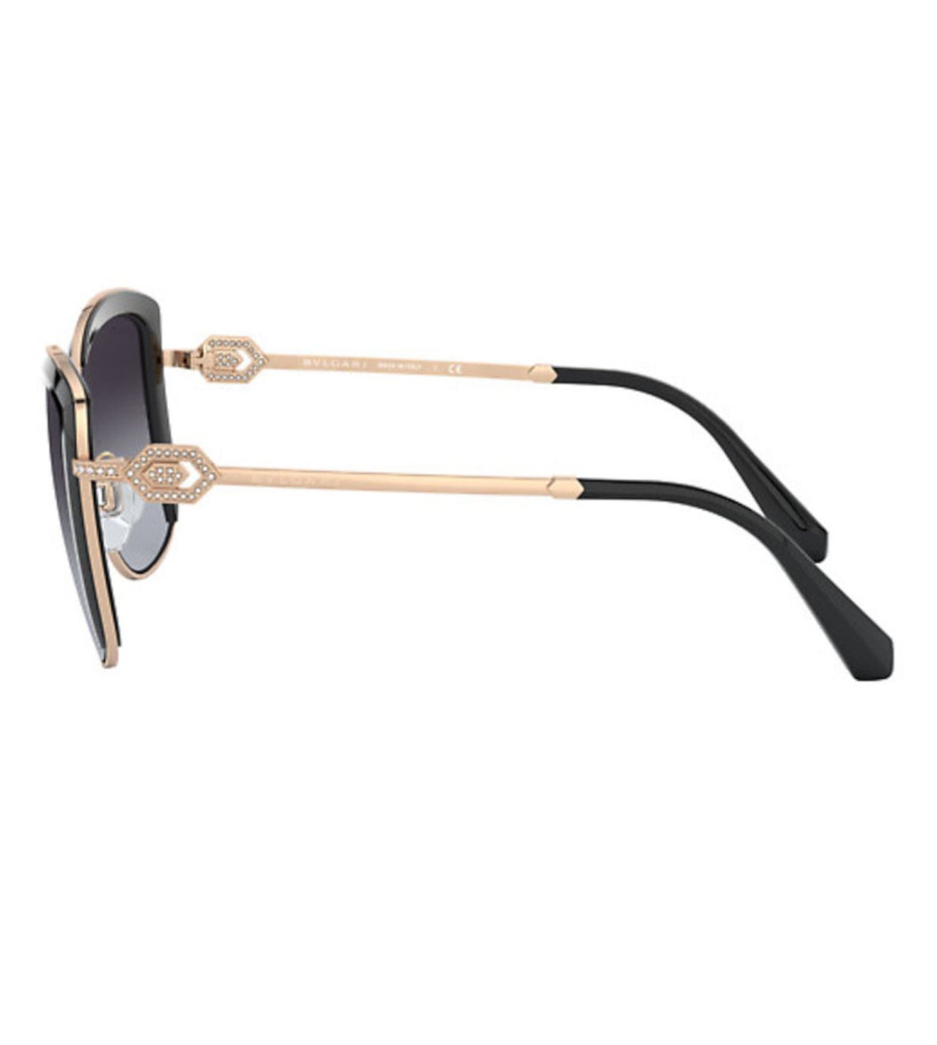 未使用品 BVLGARI sunglasses round タグ付き Vintage Bvlgari GRAY DARK BLUE Heavy Rhinestone Sunglasses