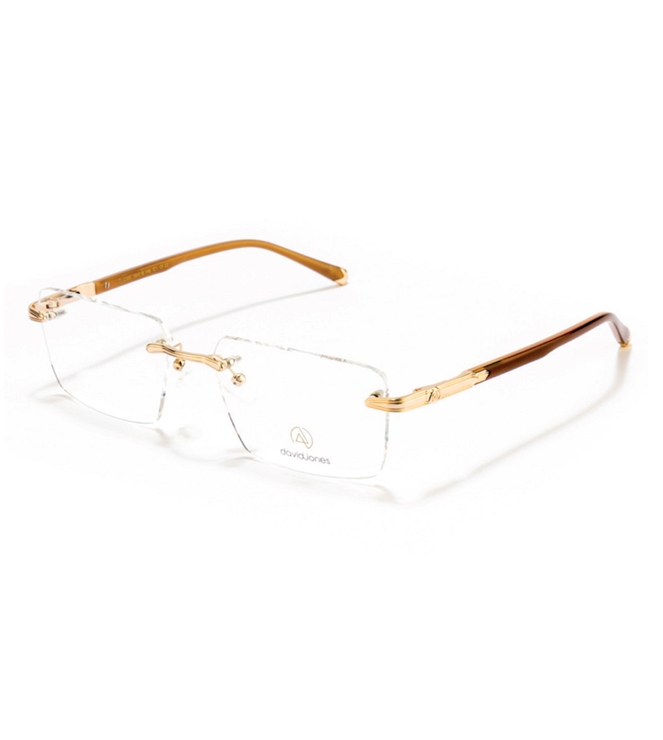 David Jones Men's Gold Rectangular Optical Frame