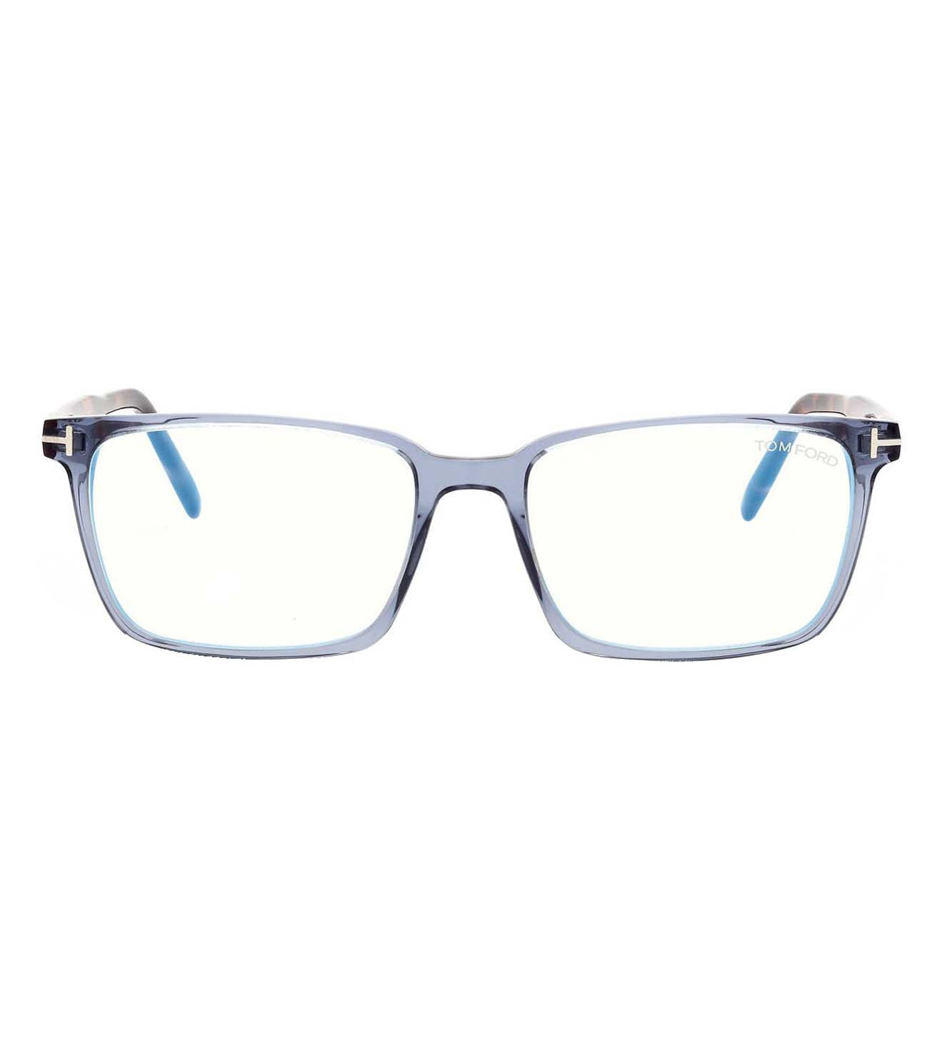 Tom Ford Men's Blue Crystal Rectangular Optical Frame