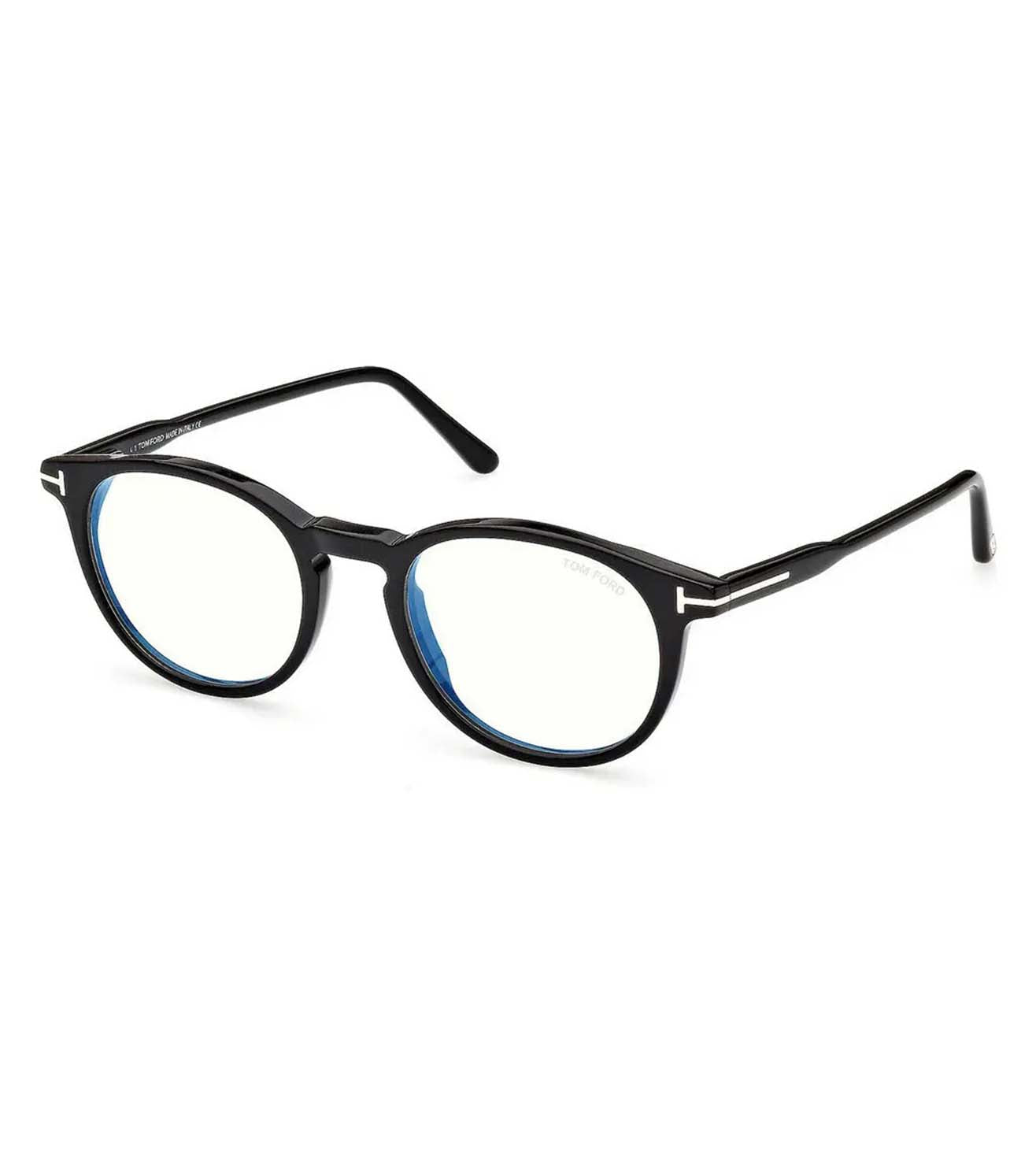 Tom Ford Men's Black Round Optical Frame with Grey Clip-on Sunglasses