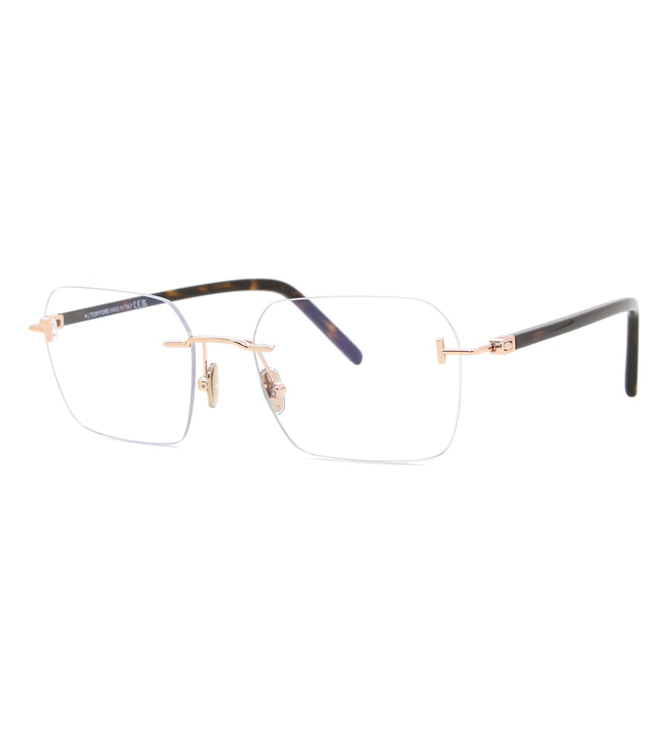 Tom Ford Men's Rose Gold Rectangular Optical Frame