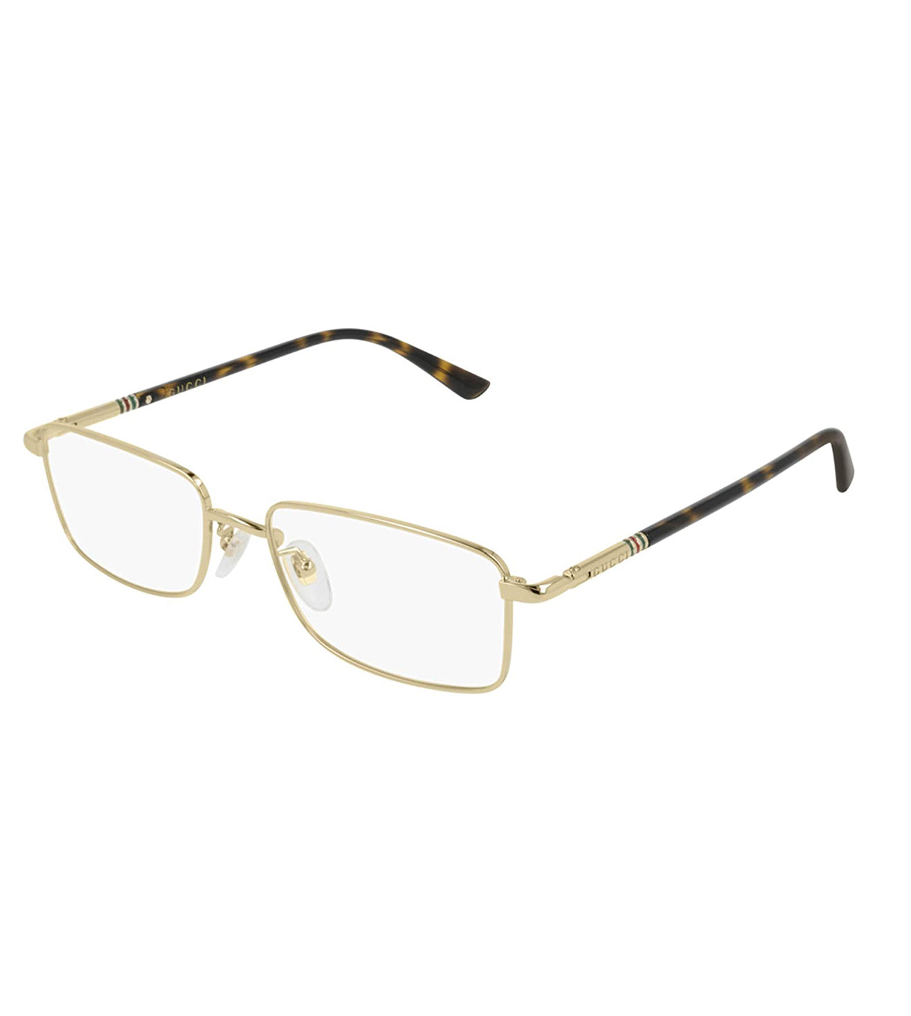 Gucci Unisex Gold & Havana Rectangular Optical Frame