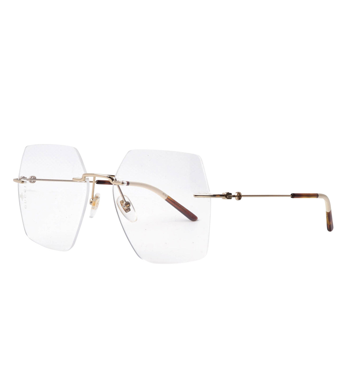 Gucci Women's Gold Oversized Rimless Optical Frame