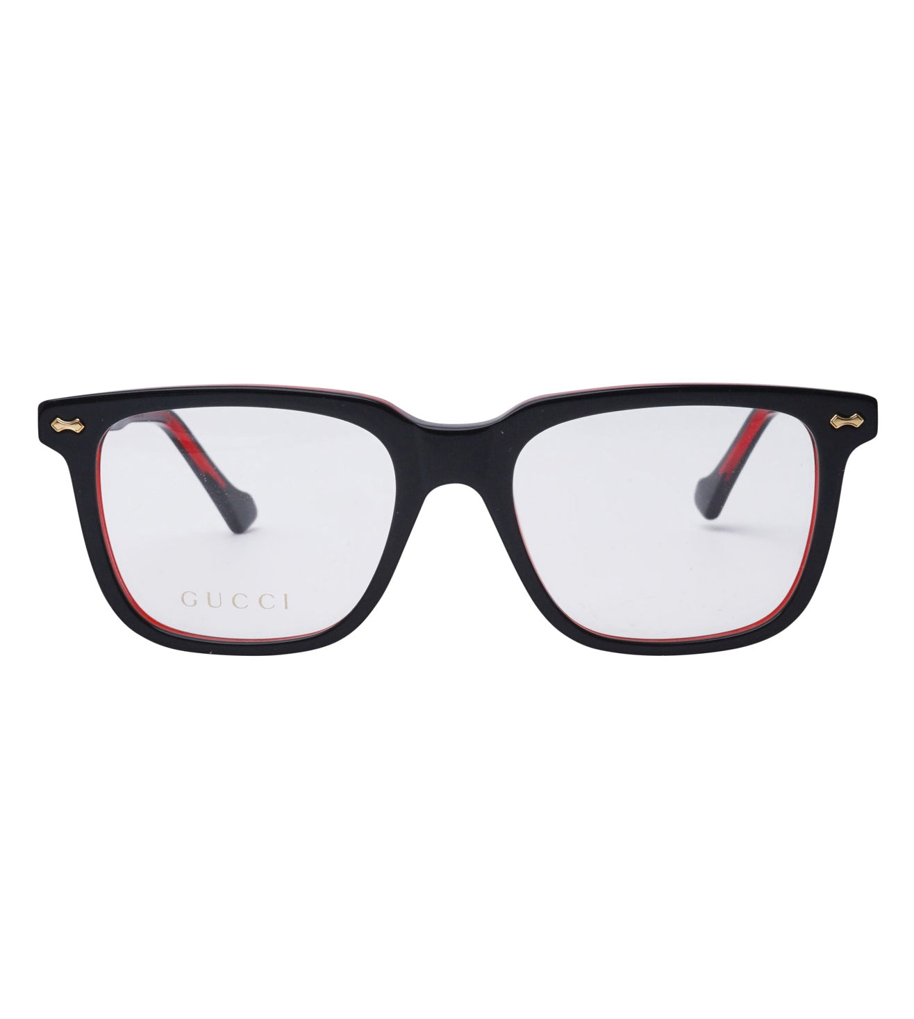 Gucci Men's Black & Red Square Optical Frame
