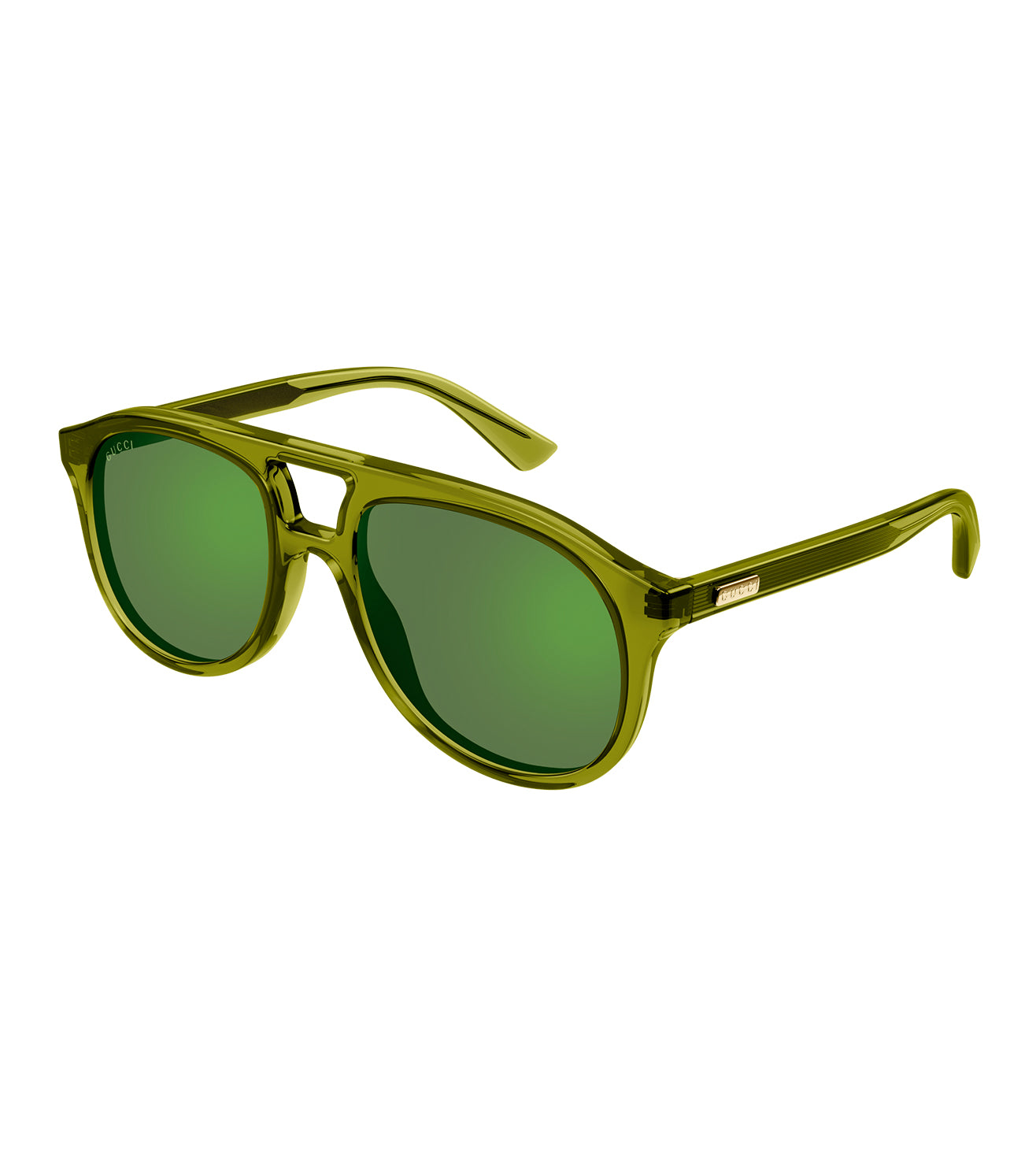 Gucci Aviator Green Lens Sunglasses Gucci Gg0832S Aviator Sunglasses- Green Gold/ Green main image 4