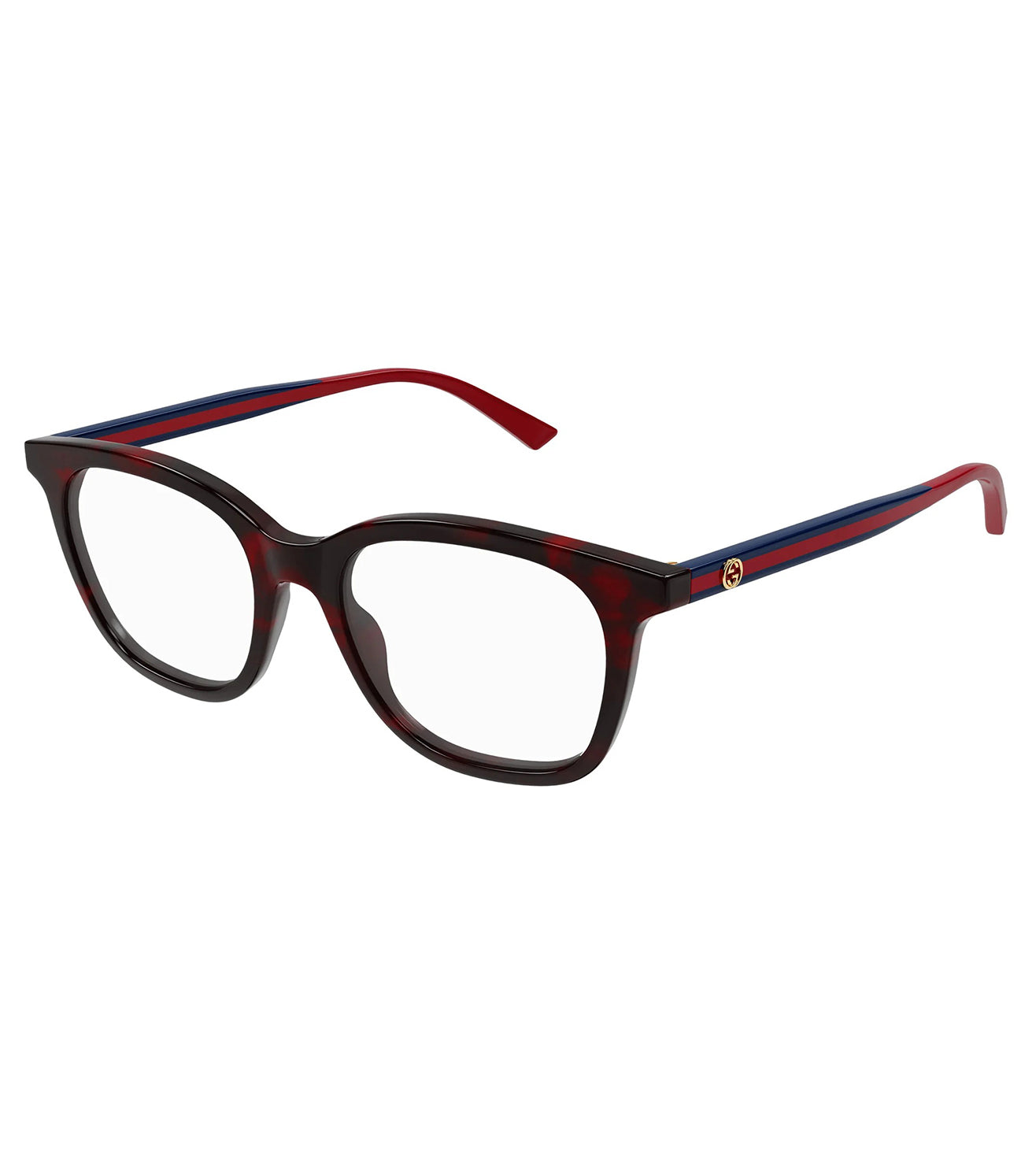 Gucci Women's Red Tortoise Square Optical Frame