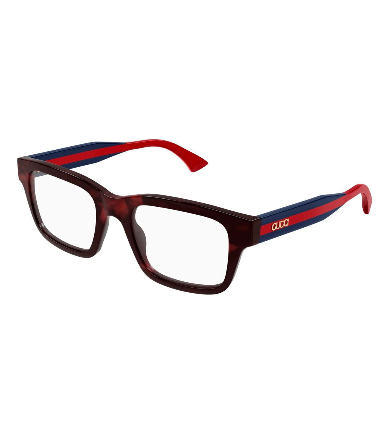 Gucci Unisex Red Tortoise Square Optical Frame