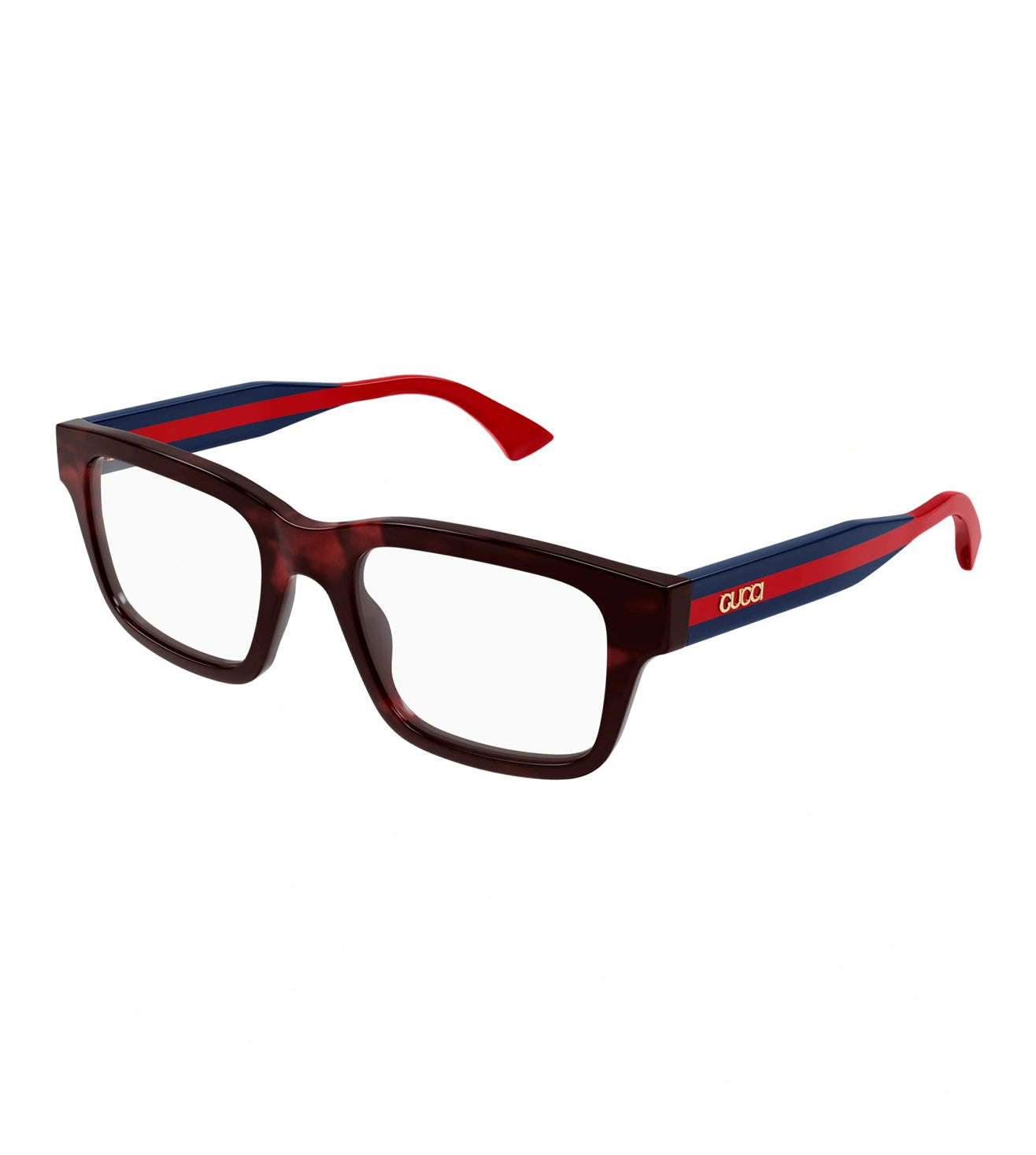 Gucci Unisex Red Tortoise Square Optical Frame