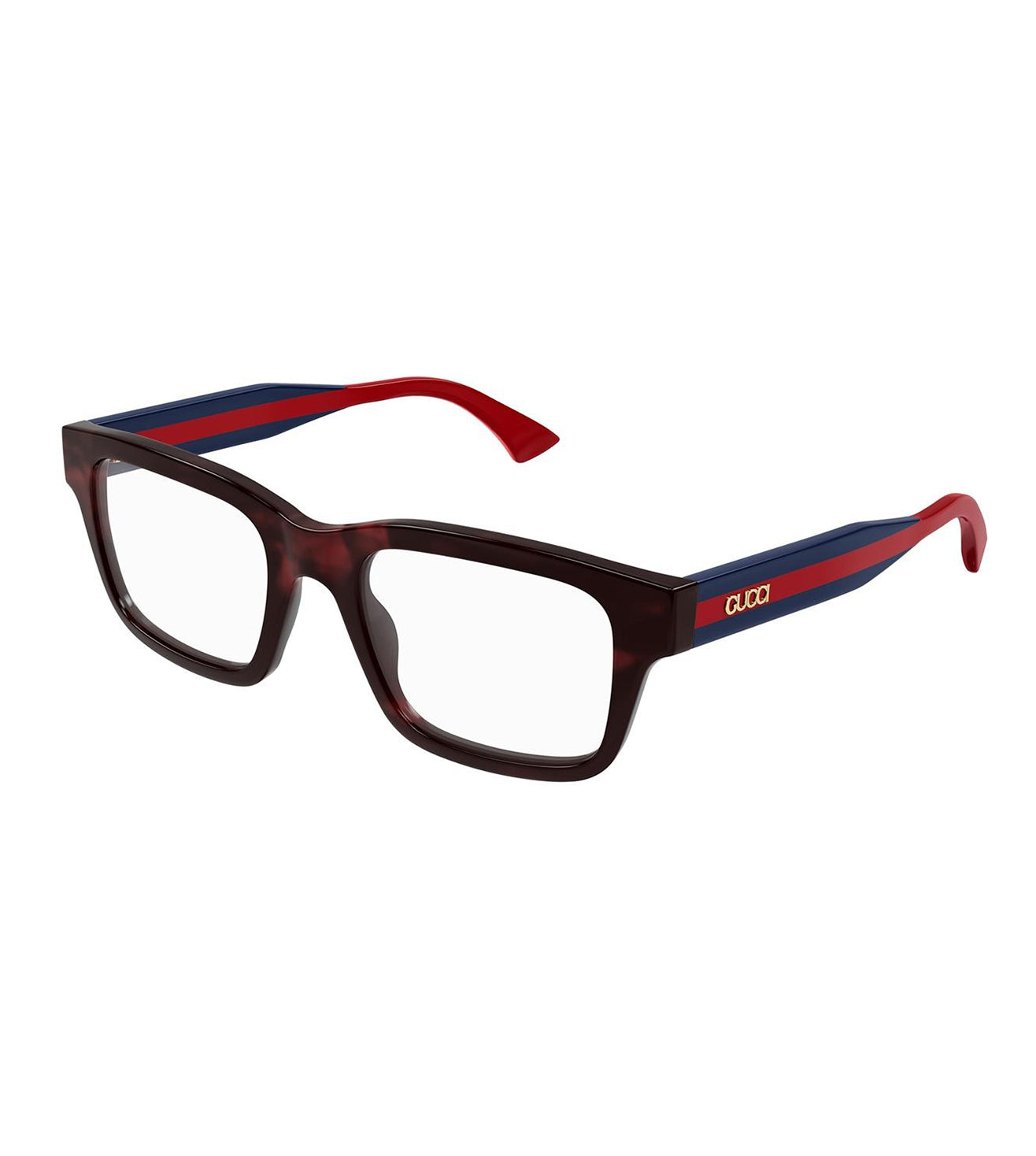 Gucci Unisex Red Tortoise Square Optical Frame