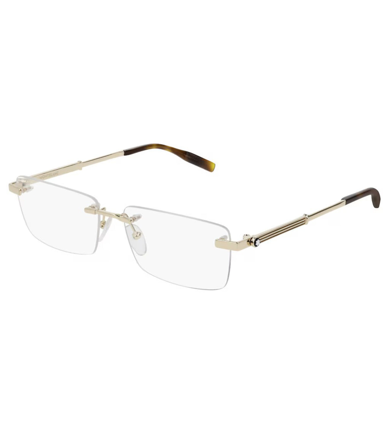 Montblanc Men's Gold Rectangular Optical Frame