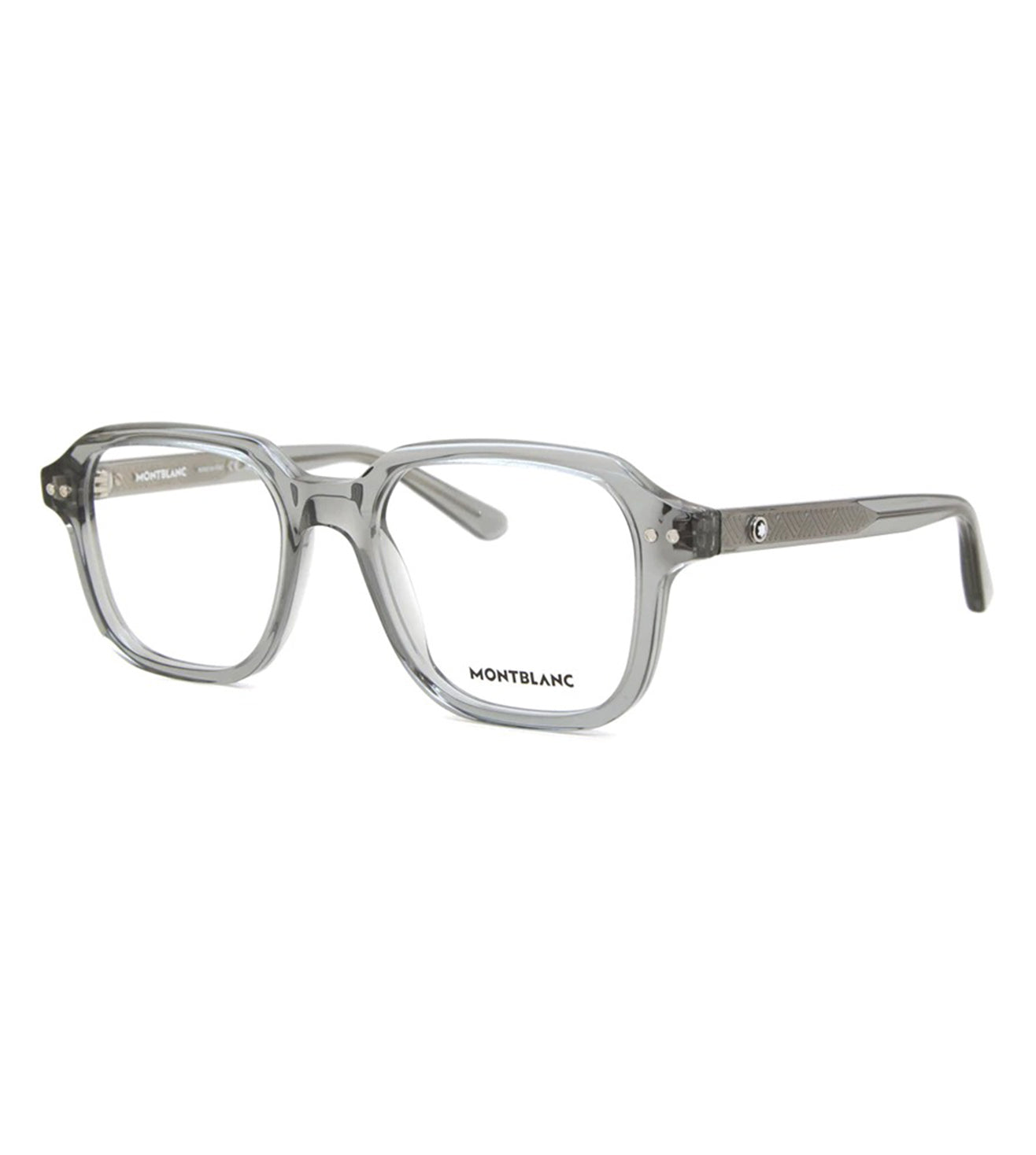 Montblanc Men's Transparent Grey Square Optical Frame