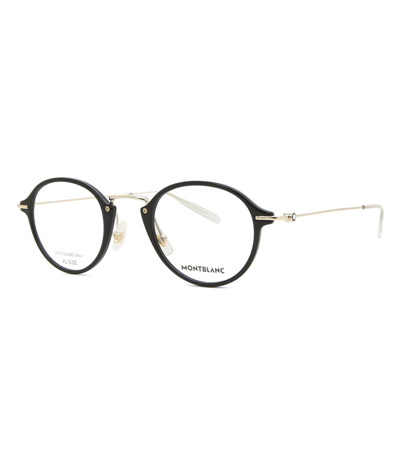 Montblanc Men's Black & Gold Round Optical Frame